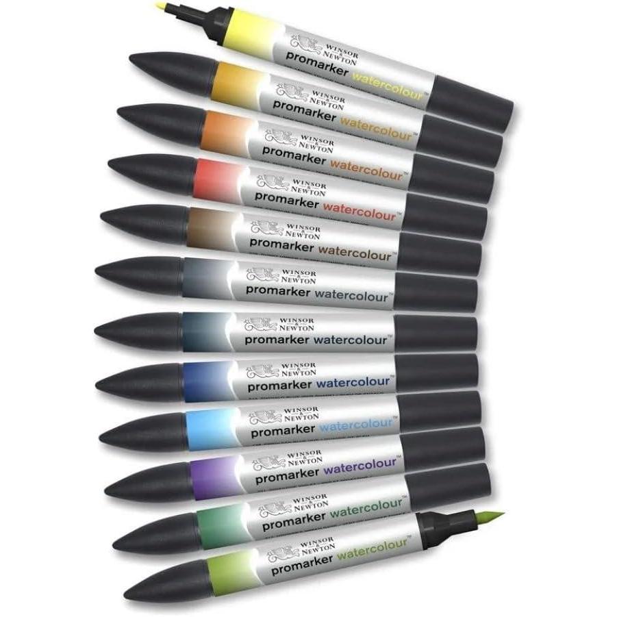 imageWinsor amp Newton ProMarker Watercolor Marker Set 24 Count Basic TonesLandscape Tones