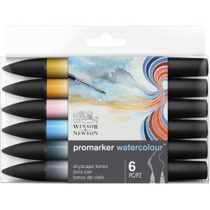 Winsor & Newton ProMarker Watercolor Marker Set, 24 Count, Basic Tones(Sky Tones)