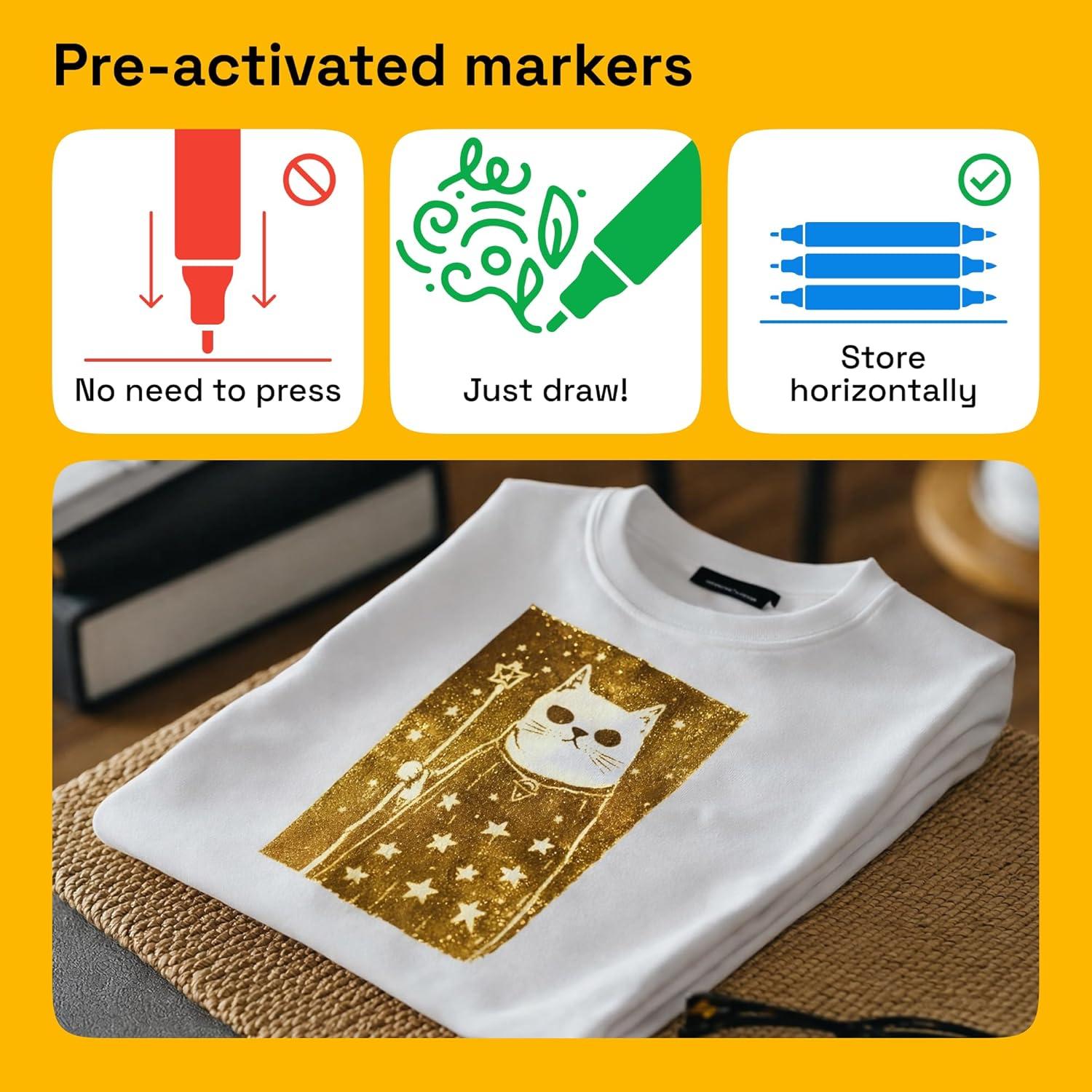 imageARTISTRO 2 White DualTip Fabric Markers Fabric Decorating Kit Permanent for Clothes Acrylic Paint Pens for Sneakers Bags Shoes Textile Canvas Sewing Craft DIY Brush and Fine Tip2