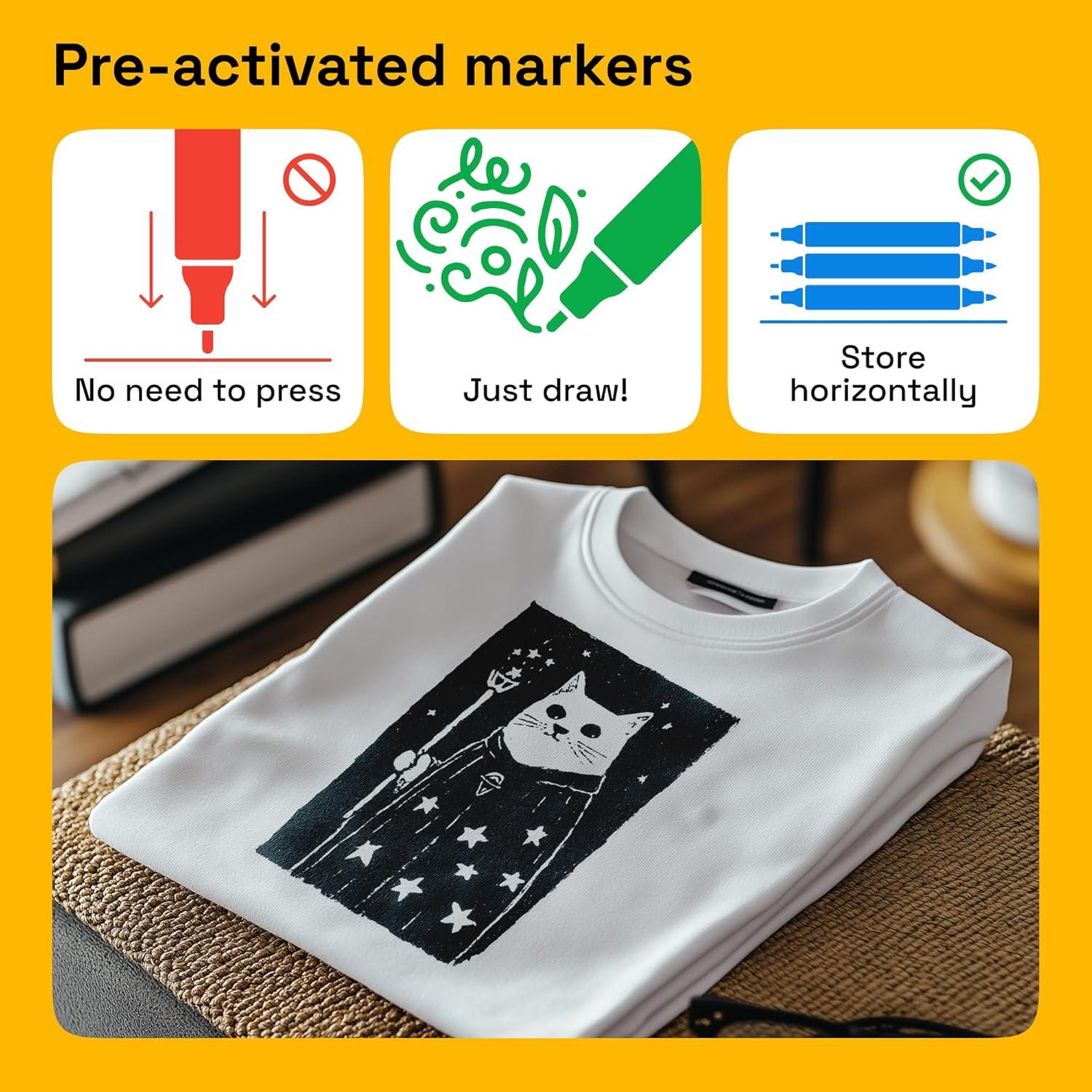 imageARTISTRO 2 White DualTip Fabric Markers Fabric Decorating Kit Permanent for Clothes Acrylic Paint Pens for Sneakers Bags Shoes Textile Canvas Sewing Craft DIY Brush and Fine Tip2