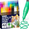 ARTISTRO 100 Dual Tip Acrylic Paint Markers, Paint Pens, Drawing Markers for Textile, Rock, Glass, Wood, Paper, Ceramic, Canvas, DIY – Art Supplies Kit for Kids and Adults (Brush + Fine)(42)
