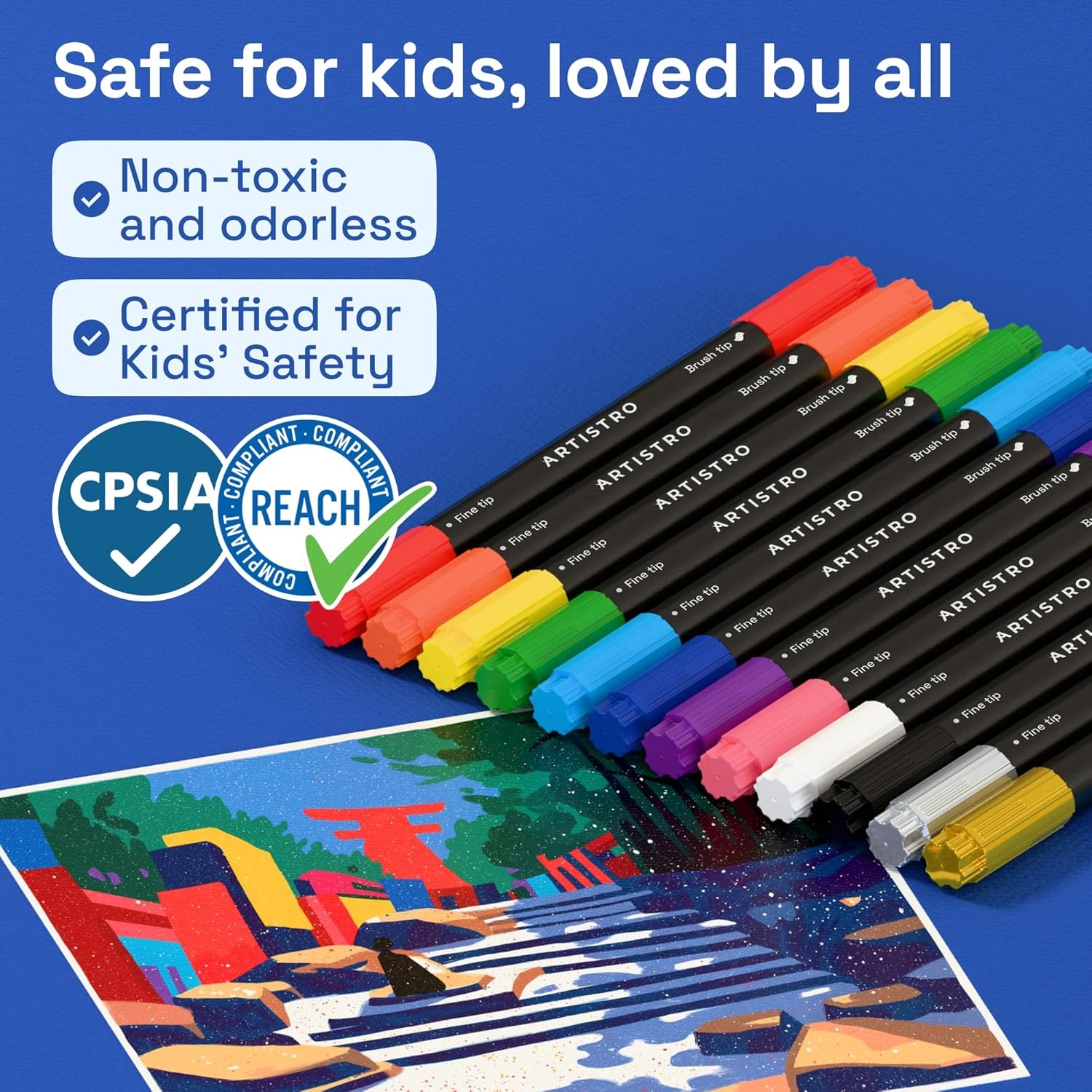 image:imageARTISTRO 12 Acrylic Paint Markers Paint Pens for Drawing For Fabric Rock Glass Wood Molds Arts amp Crafts Gift for Adults Teens Kids Classroom Must Haves amp School Supplies