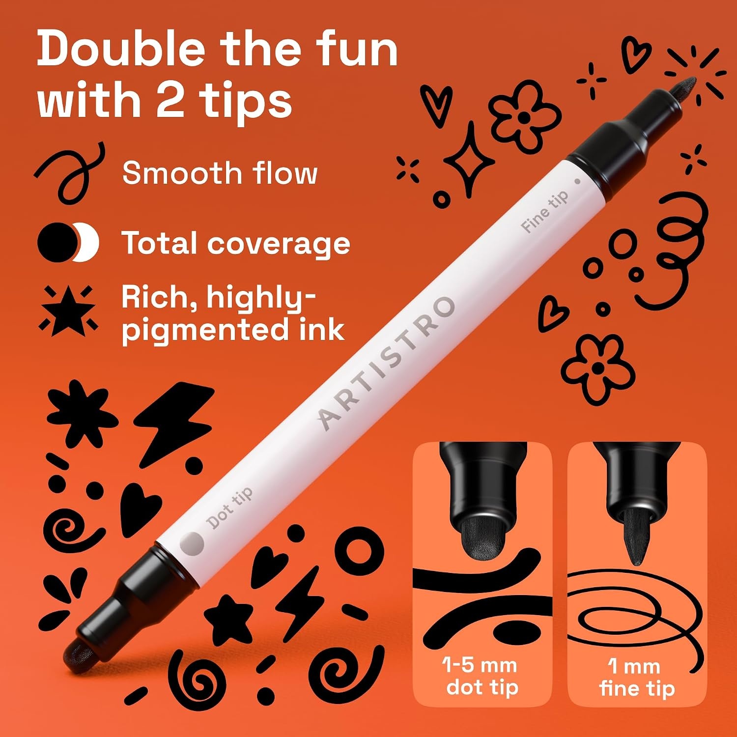 image:imageARTISTRO 12 Metallic DualTip Acrylic Paint Markers Paint Pens Set with Dot amp Fine Tips for Fabric Rock Glass Wood Coloring Books Arts amp Crafts Gift Classroom Must Haves amp School Supplies36