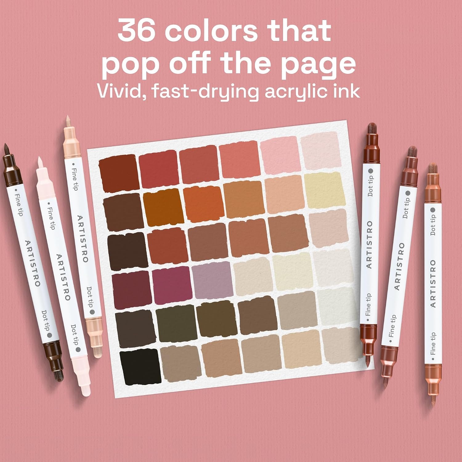 image:imageARTISTRO 12 Metallic DualTip Acrylic Paint Markers Paint Pens Set with Dot amp Fine Tips for Fabric Rock Glass Wood Coloring Books Arts amp Crafts Gift Classroom Must Haves amp School Supplies36