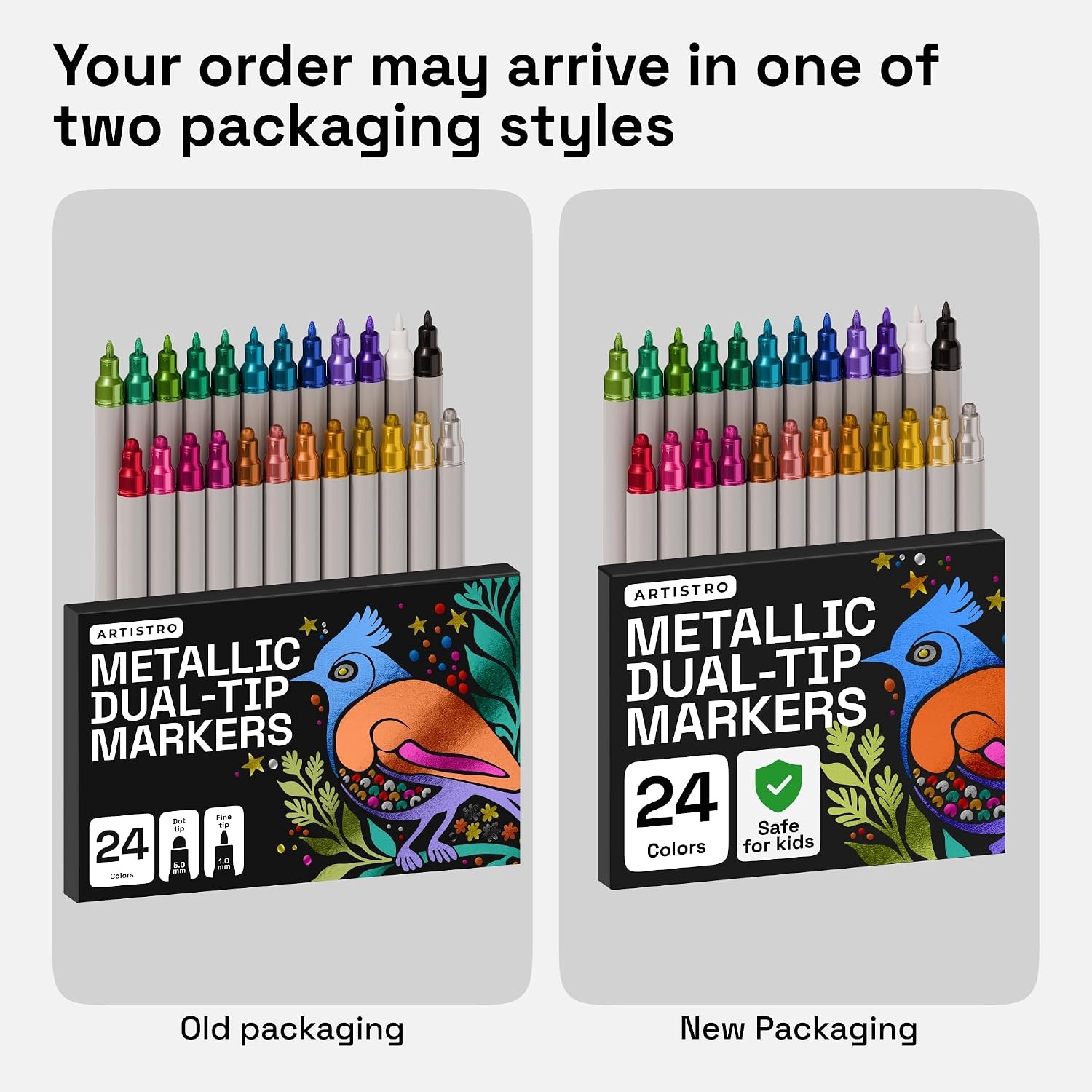 image:imageARTISTRO 12 Metallic DualTip Acrylic Paint Markers Paint Pens Set with Dot amp Fine Tips for Fabric Rock Glass Wood Coloring Books Arts amp Crafts Gift Classroom Must Haves amp School Supplies24