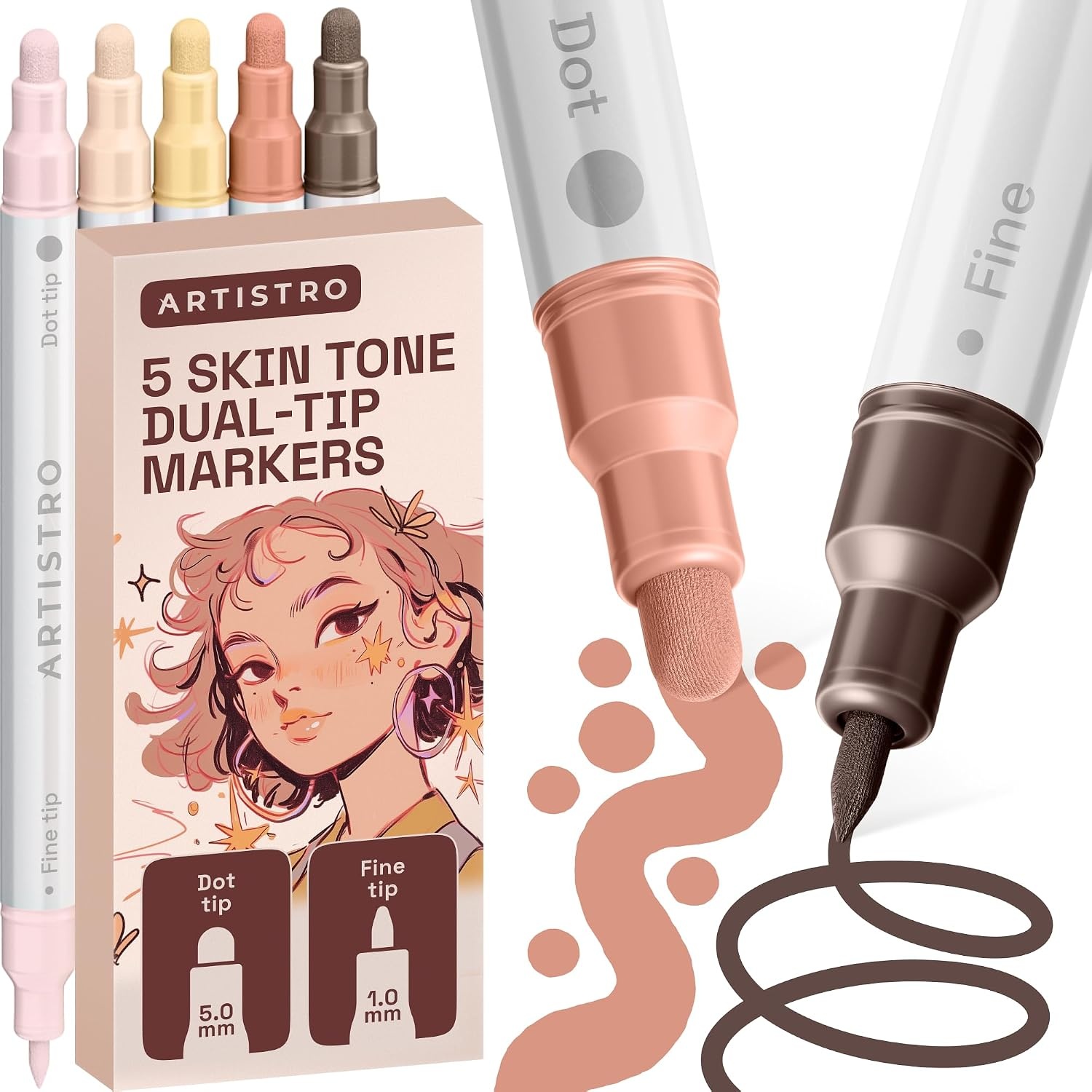 image:imageARTISTRO 12 Metallic DualTip Acrylic Paint Markers Paint Pens Set with Dot amp Fine Tips for Fabric Rock Glass Wood Coloring Books Arts amp Crafts Gift Classroom Must Haves amp School Supplies5