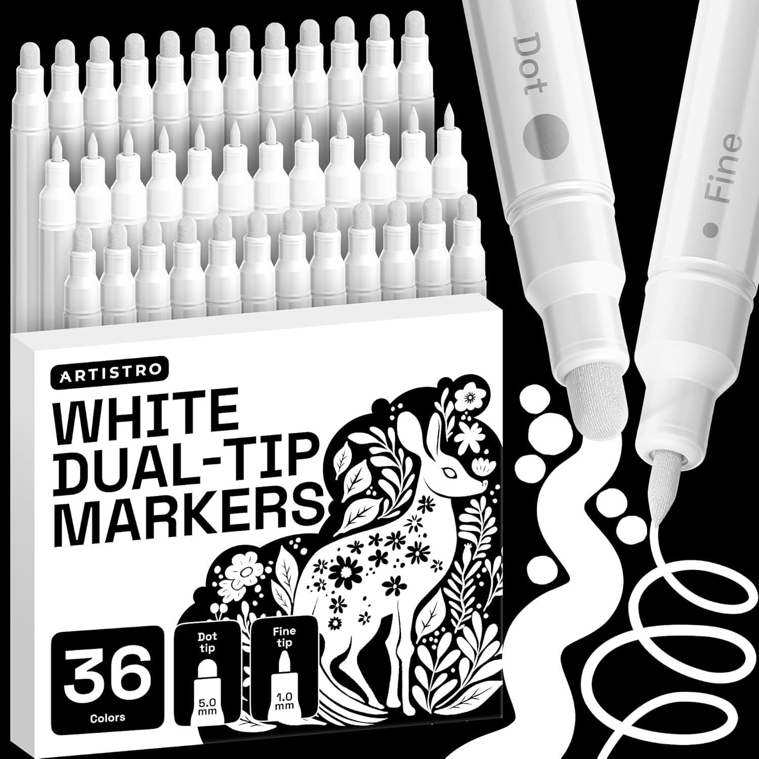 image:imageARTISTRO 12 Metallic DualTip Acrylic Paint Markers Paint Pens Set with Dot amp Fine Tips for Fabric Rock Glass Wood Coloring Books Arts amp Crafts Gift Classroom Must Haves amp School Supplies36