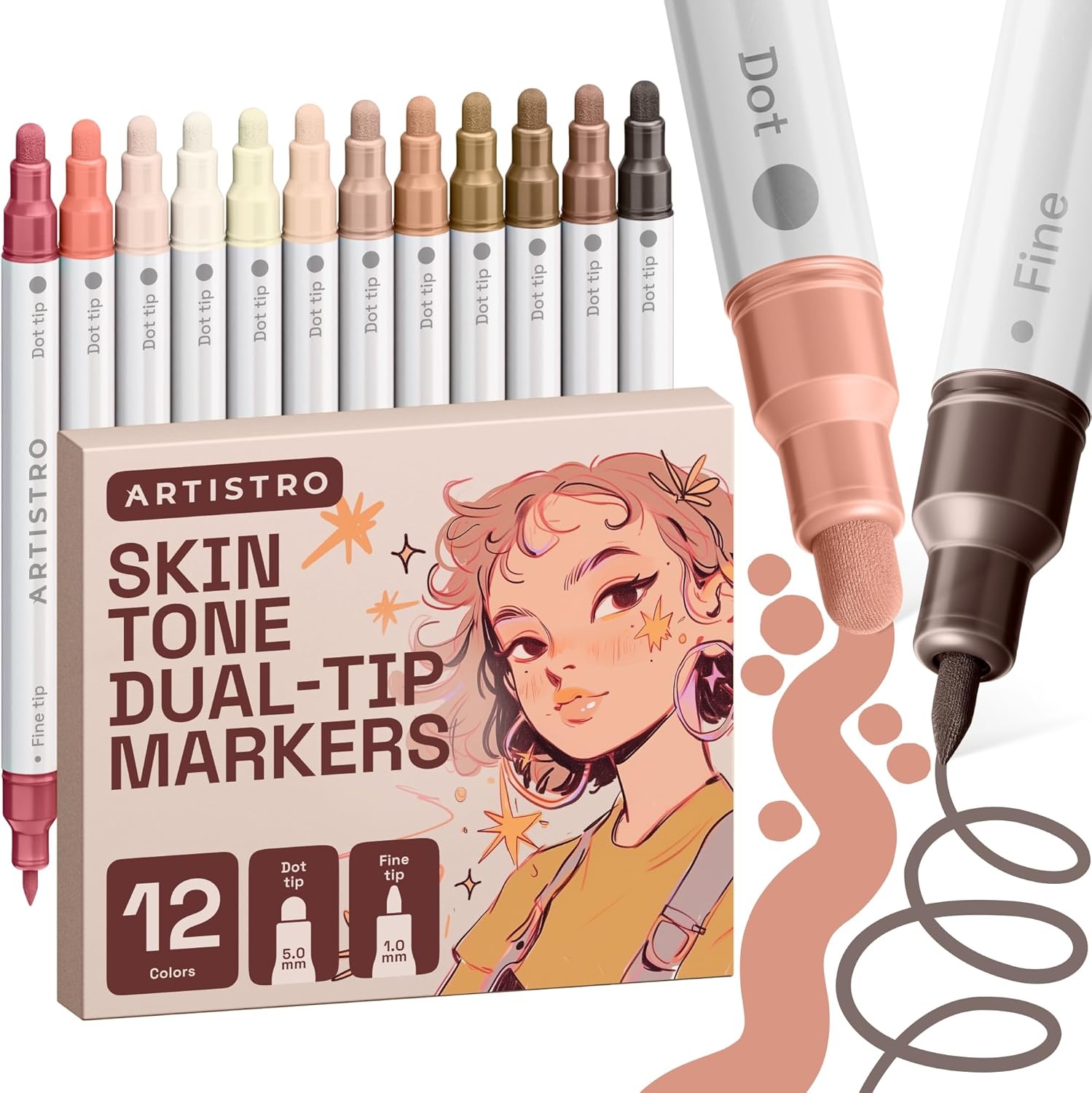 image:imageARTISTRO 12 Metallic DualTip Acrylic Paint Markers Paint Pens Set with Dot amp Fine Tips for Fabric Rock Glass Wood Coloring Books Arts amp Crafts Gift Classroom Must Haves amp School Supplies12