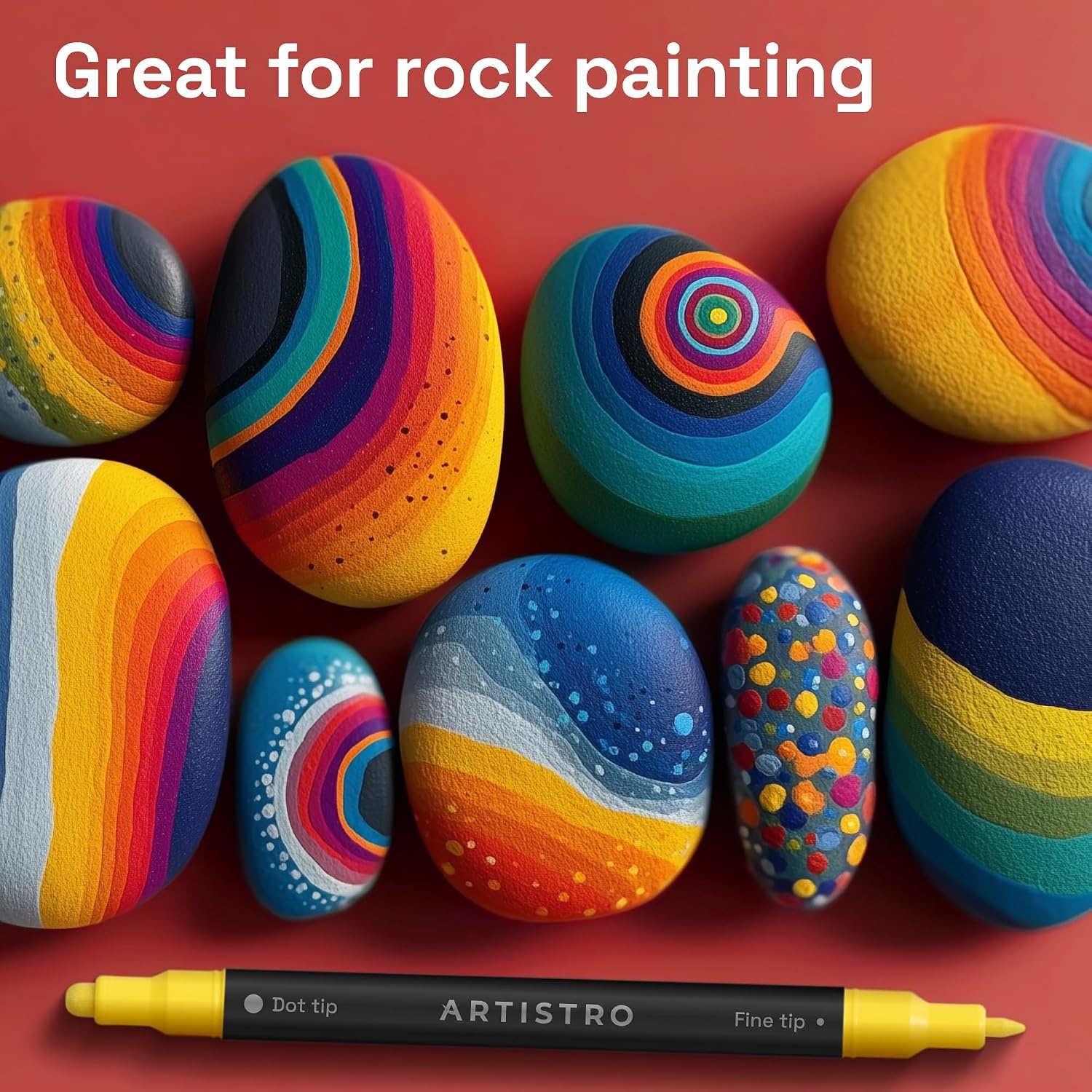 image:imageARTISTRO 12 Metallic DualTip Acrylic Paint Markers Paint Pens Set with Dot amp Fine Tips for Fabric Rock Glass Wood Coloring Books Arts amp Crafts Gift Classroom Must Haves amp School Supplies120