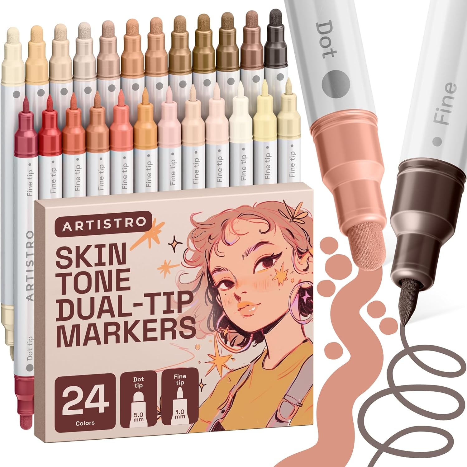 image:imageARTISTRO 12 Metallic DualTip Acrylic Paint Markers Paint Pens Set with Dot amp Fine Tips for Fabric Rock Glass Wood Coloring Books Arts amp Crafts Gift Classroom Must Haves amp School Supplies24