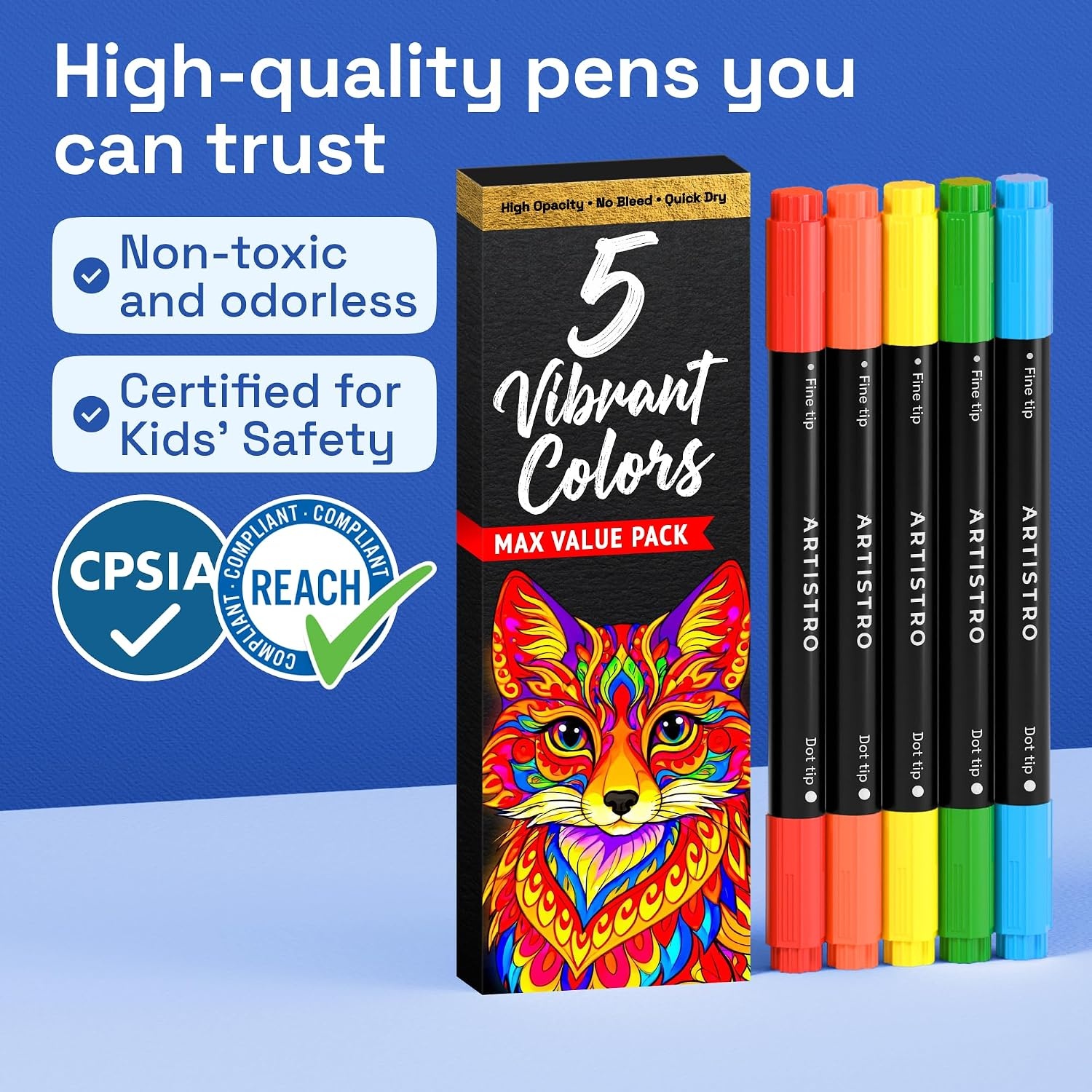 image:imageARTISTRO 12 Metallic DualTip Acrylic Paint Markers Paint Pens Set with Dot amp Fine Tips for Fabric Rock Glass Wood Coloring Books Arts amp Crafts Gift Classroom Must Haves amp School Supplies5
