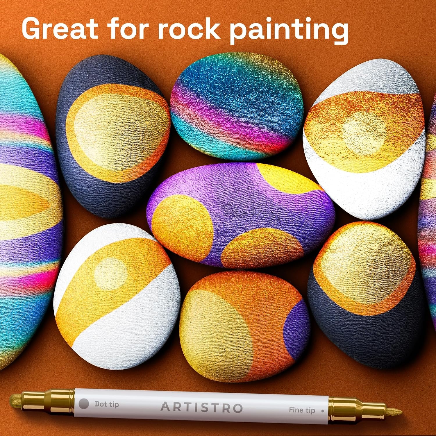 image:imageARTISTRO 12 Metallic DualTip Acrylic Paint Markers Paint Pens Set with Dot amp Fine Tips for Fabric Rock Glass Wood Coloring Books Arts amp Crafts Gift Classroom Must Haves amp School Supplies24