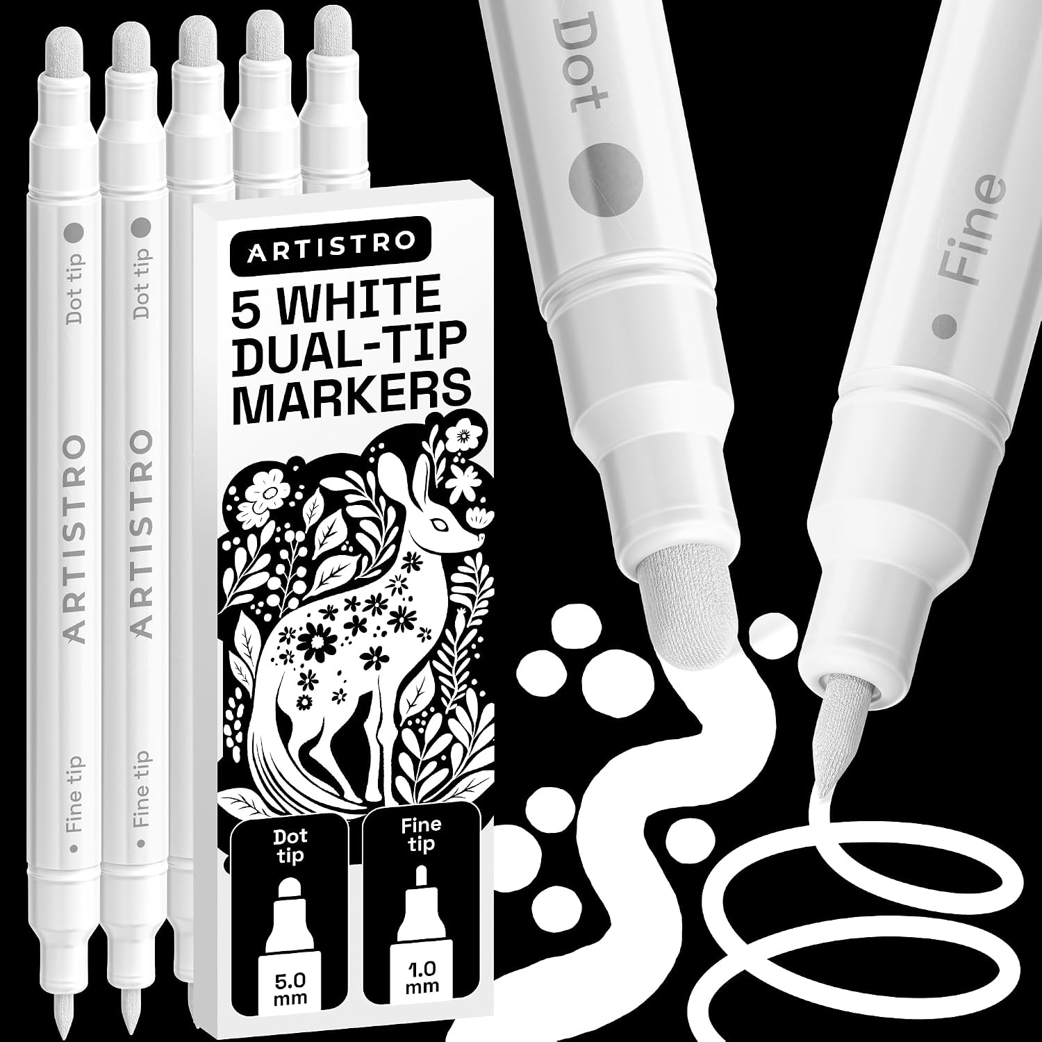 image:imageARTISTRO 12 Metallic DualTip Acrylic Paint Markers Paint Pens Set with Dot amp Fine Tips for Fabric Rock Glass Wood Coloring Books Arts amp Crafts Gift Classroom Must Haves amp School Supplies5