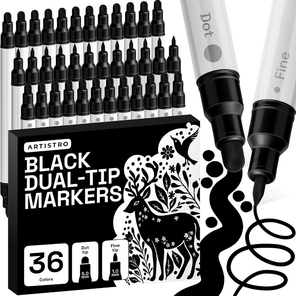 image:imageARTISTRO 12 Metallic DualTip Acrylic Paint Markers Paint Pens Set with Dot amp Fine Tips for Fabric Rock Glass Wood Coloring Books Arts amp Crafts Gift Classroom Must Haves amp School Supplies36