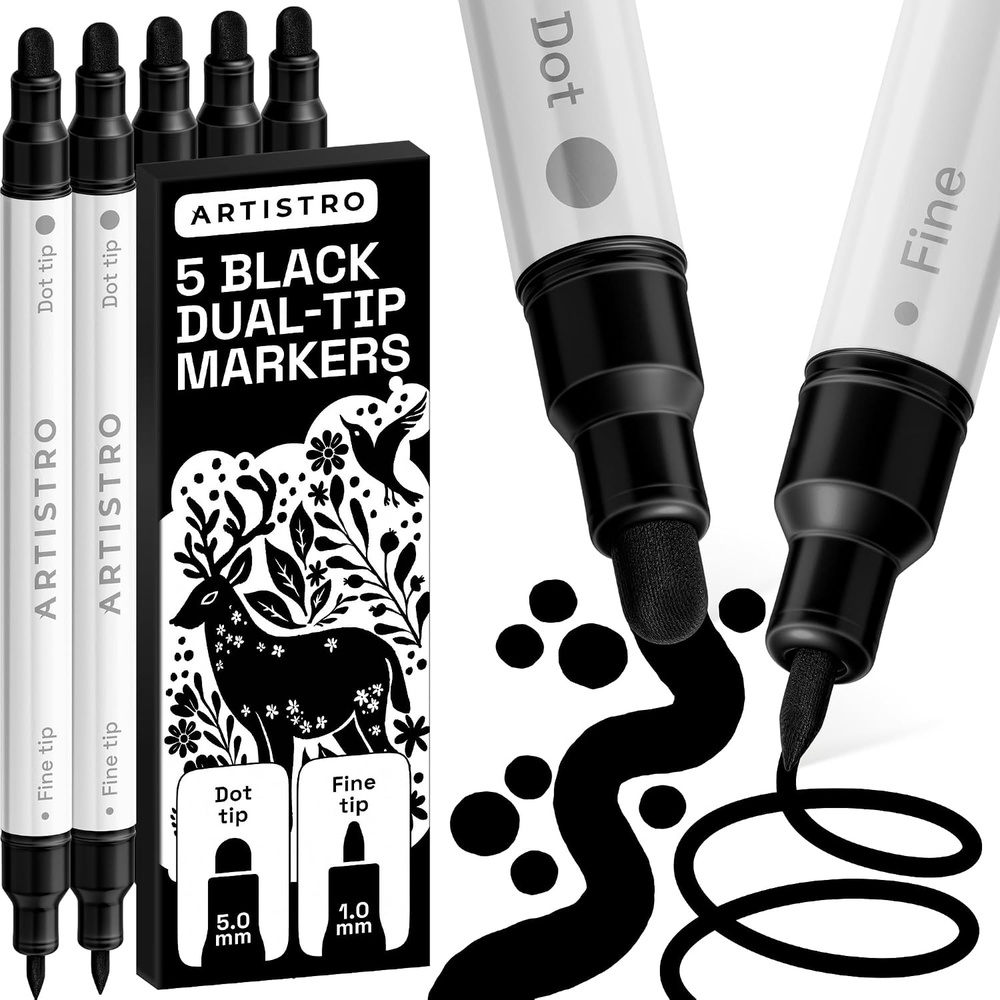 image:imageARTISTRO 12 Metallic DualTip Acrylic Paint Markers Paint Pens Set with Dot amp Fine Tips for Fabric Rock Glass Wood Coloring Books Arts amp Crafts Gift Classroom Must Haves amp School Supplies5