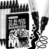 ARTISTRO 12 Metallic Dual-Tip Acrylic Paint Markers – Paint Pens Set with Dot & Fine Tips for Fabric, Rock, Glass, Wood, Coloring Books – Arts & Crafts Gift – Classroom Must Haves & School Supplies(12)