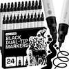 ARTISTRO 12 Metallic Dual-Tip Acrylic Paint Markers – Paint Pens Set with Dot & Fine Tips for Fabric, Rock, Glass, Wood, Coloring Books – Arts & Crafts Gift – Classroom Must Haves & School Supplies(24)