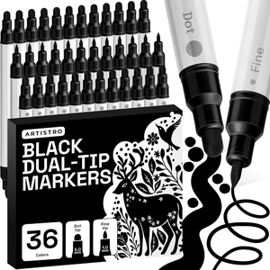 ARTISTRO 12 Metallic Dual-Tip Acrylic Paint Markers – Paint Pens Set with Dot & Fine Tips for Fabric, Rock, Glass, Wood, Coloring Books – Arts & Crafts Gift – Classroom Must Haves & School Supplies(36)