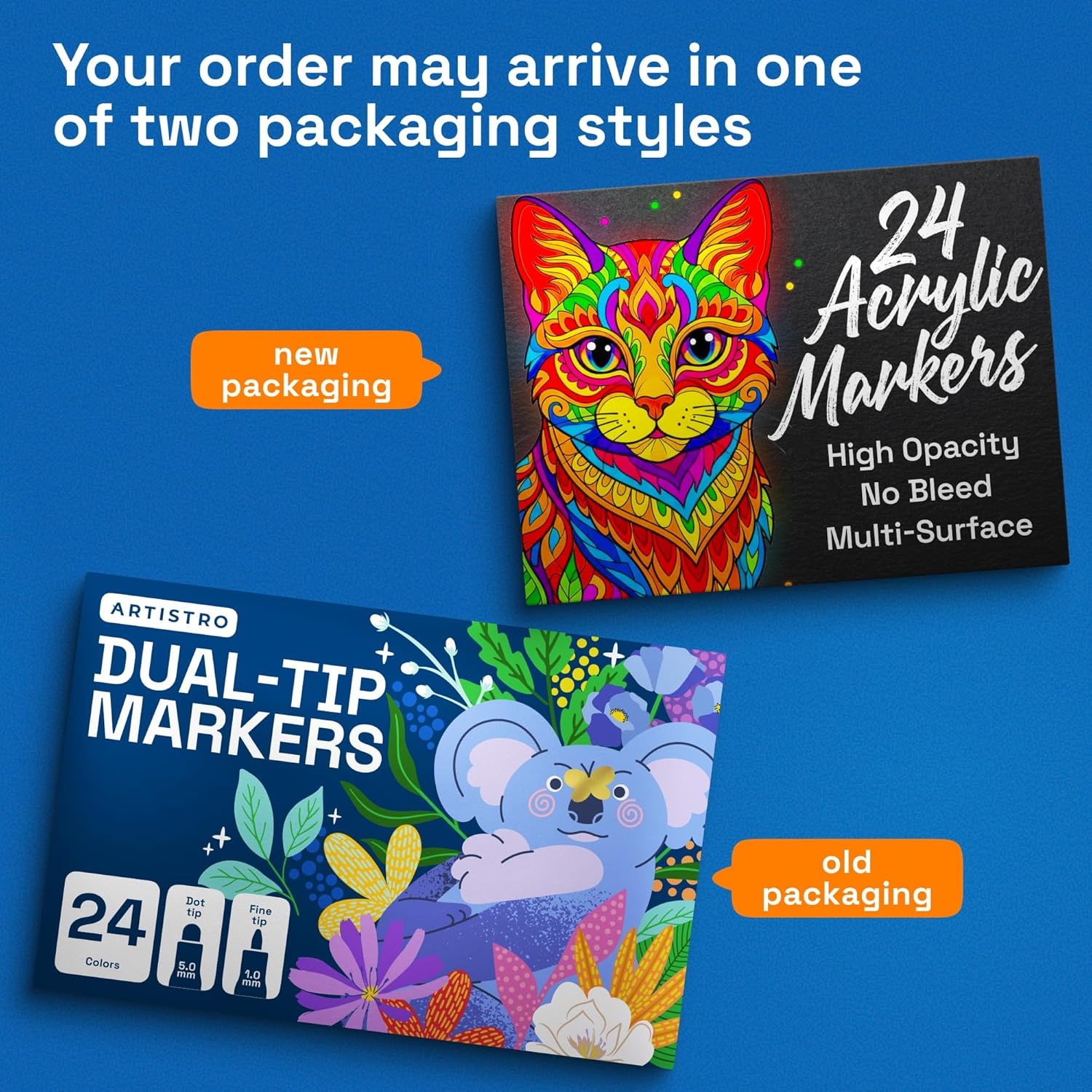 image:imageARTISTRO 24 Precision DualTip Acrylic Paint Markers Paint Pens Set with Dot amp Fine Tips for Fabric Rock Glass Wood Coloring Books Arts amp Crafts Gift Classroom Must Haves amp School Supplies