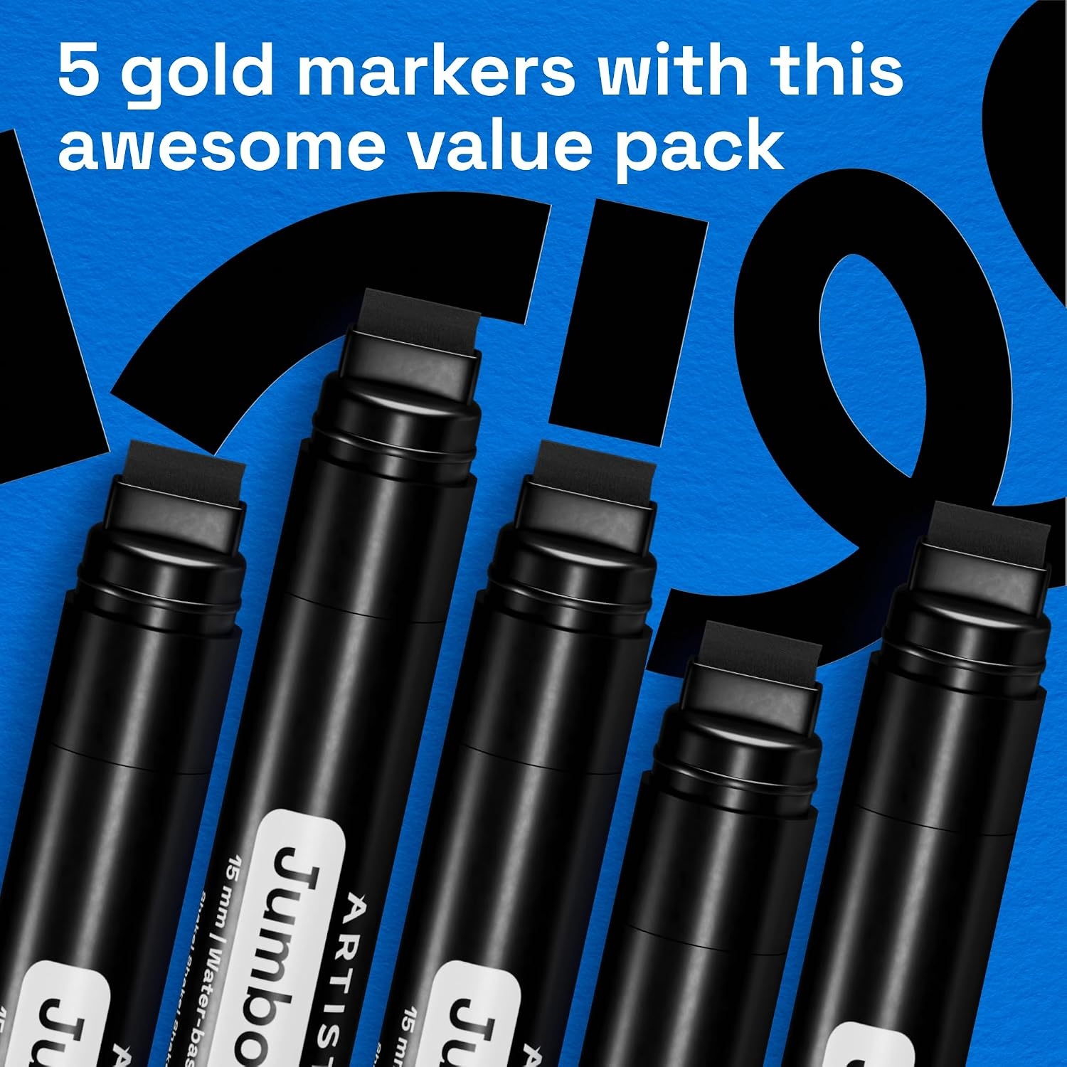 image:imageARTISTRO 5 Gold Paint Pen for Rock Glass Ceramic Wood Tire Fabric Metal Canvas Marking Painting Set of 5 Acrylic Paint Markers Waterbased Different TipsBlack