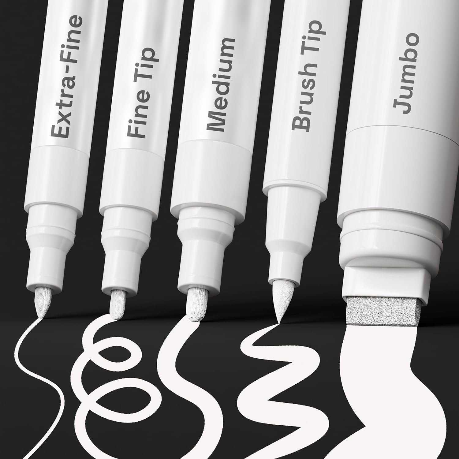 image:imageARTISTRO 5 Gold Paint Pen for Rock Glass Ceramic Wood Tire Fabric Metal Canvas Marking Painting Set of 5 Acrylic Paint Markers Waterbased Different TipsWhite