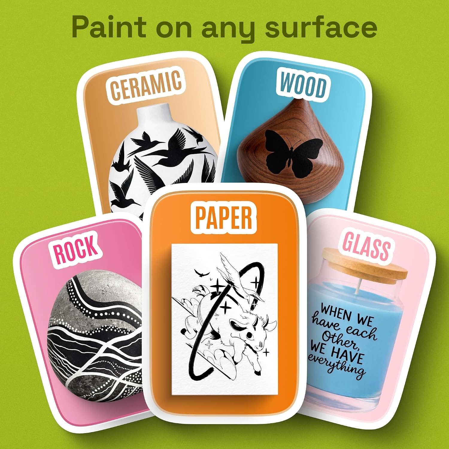 image:imageARTISTRO 5 Gold Paint Pen for Rock Glass Ceramic Wood Tire Fabric Metal Canvas Marking Painting Set of 5 Acrylic Paint Markers Waterbased Different TipsBlack