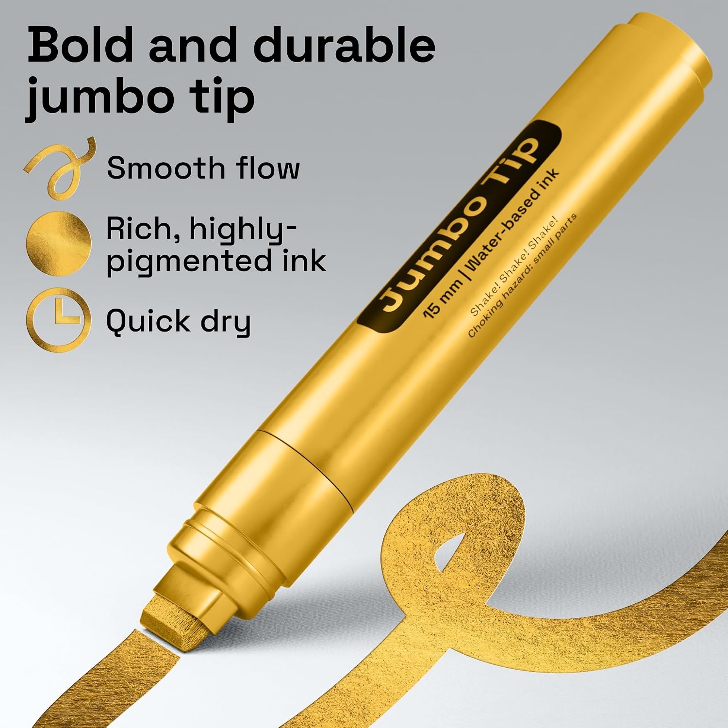 image:imageARTISTRO 5 Gold Paint Pen for Rock Glass Ceramic Wood Tire Fabric Metal Canvas Marking Painting Set of 5 Acrylic Paint Markers Waterbased Different TipsGold