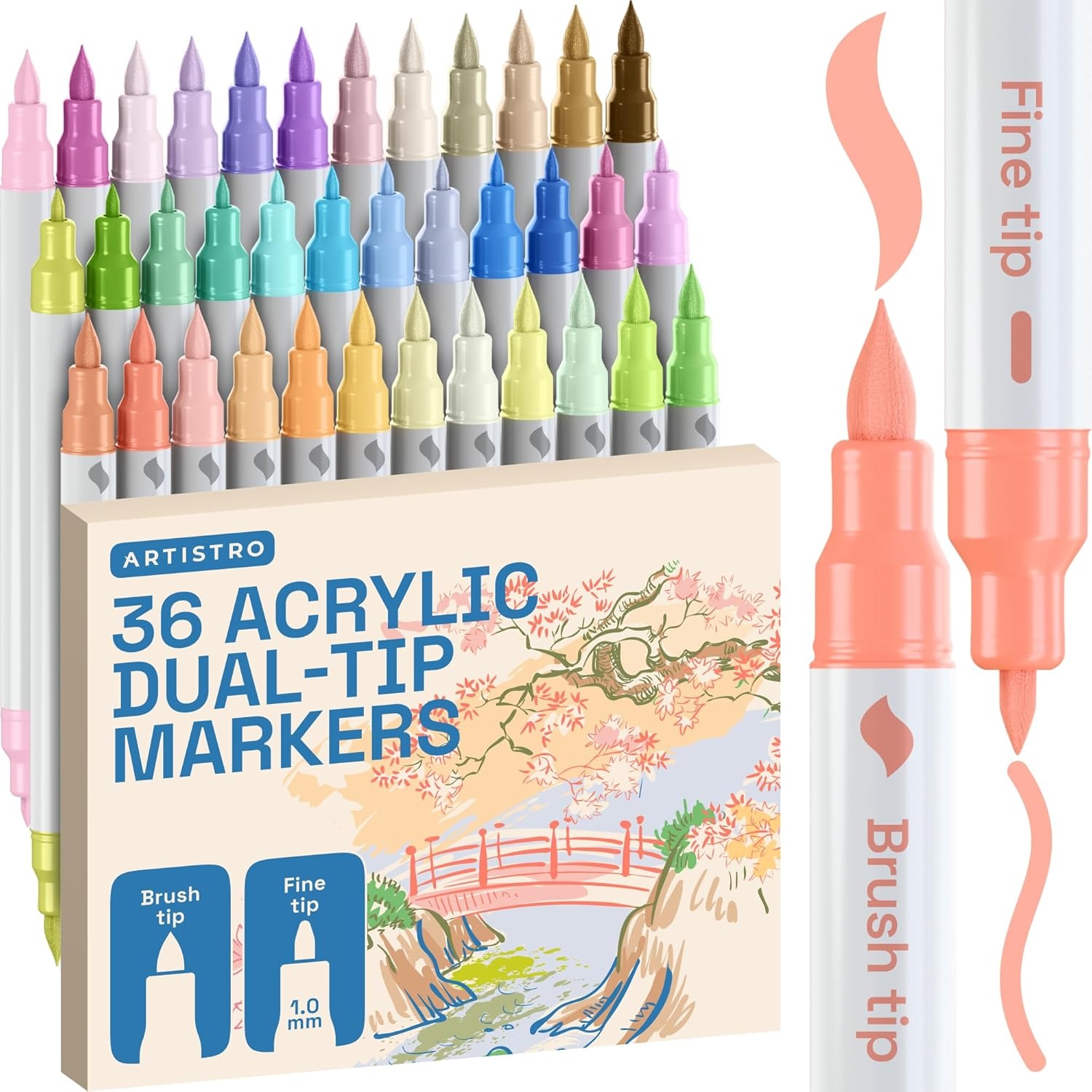 image:imageARTISTRO 72 Acrylic Paint Markers Paint Pens for Drawing For Fabric Rock Glass Wood Molds Arts amp Crafts Gift for Adults Teens Kids Classroom Must Haves amp School SuppliesPastel