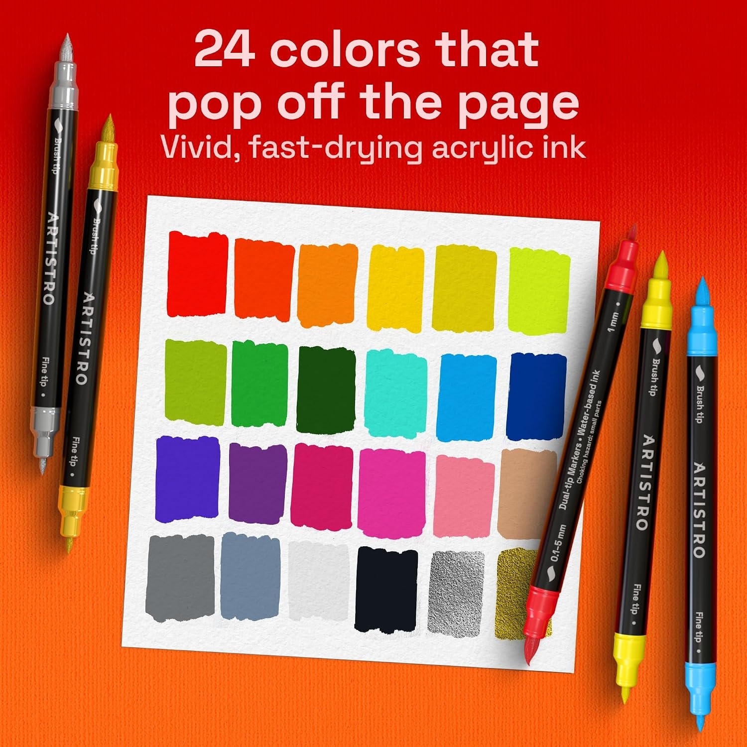 image:imageARTISTRO 72 Acrylic Paint Markers Paint Pens for Drawing For Fabric Rock Glass Wood Molds Arts amp Crafts Gift for Adults Teens Kids Classroom Must Haves amp School SuppliesMulticolor