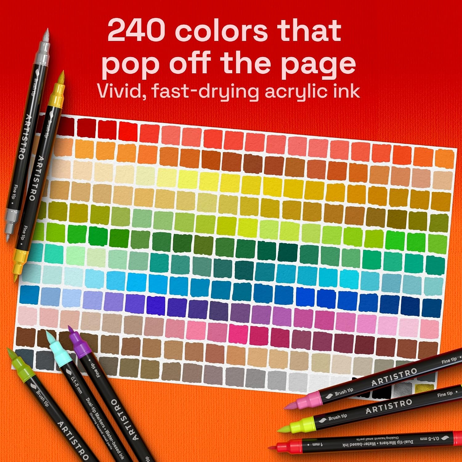 image:imageARTISTRO 72 Acrylic Paint Markers Paint Pens for Drawing For Fabric Rock Glass Wood Molds Arts amp Crafts Gift for Adults Teens Kids Classroom Must Haves amp School SuppliesMulticolor