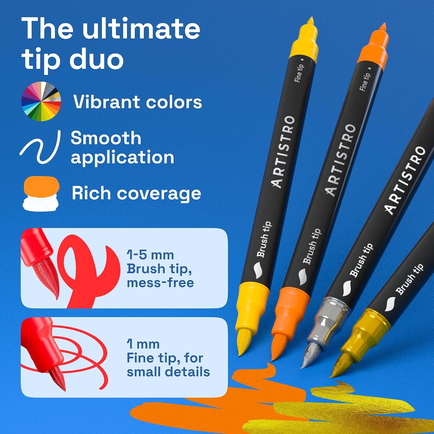image:imageARTISTRO 72 Acrylic Paint Markers Paint Pens for Drawing For Fabric Rock Glass Wood Molds Arts amp Crafts Gift for Adults Teens Kids Classroom Must Haves amp School SuppliesMulticolor