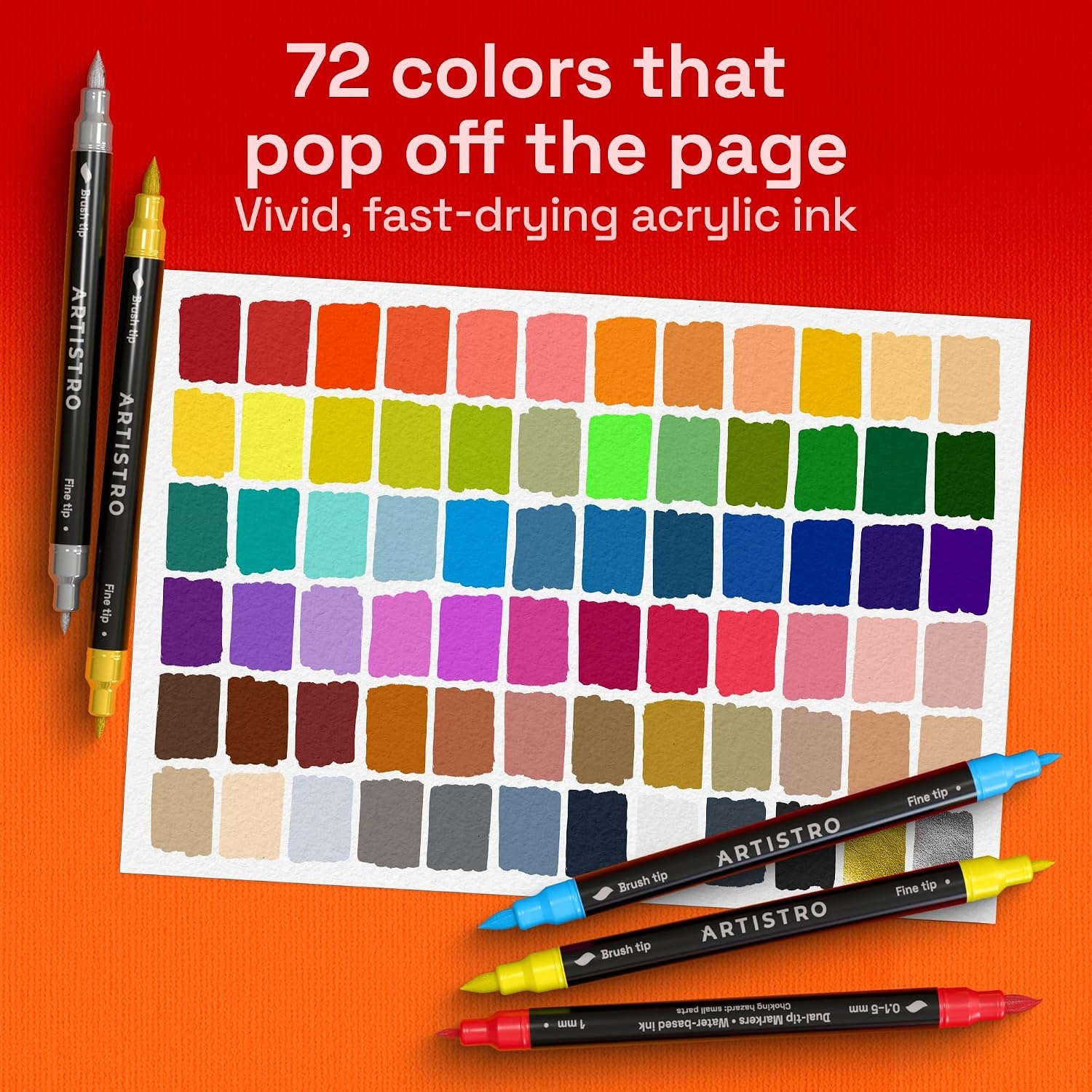 image:imageARTISTRO 72 Acrylic Paint Markers Paint Pens for Drawing For Fabric Rock Glass Wood Molds Arts amp Crafts Gift for Adults Teens Kids Classroom Must Haves amp School SuppliesMulticolor