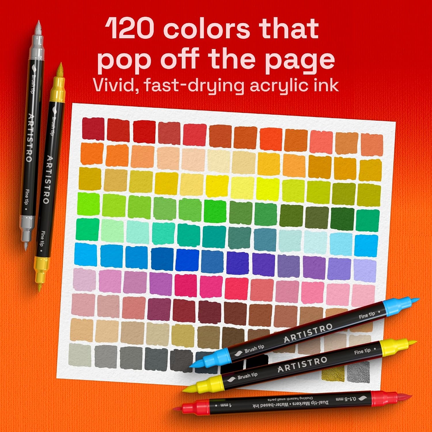 image:imageARTISTRO 72 Acrylic Paint Markers Paint Pens for Drawing For Fabric Rock Glass Wood Molds Arts amp Crafts Gift for Adults Teens Kids Classroom Must Haves amp School SuppliesMulticolor