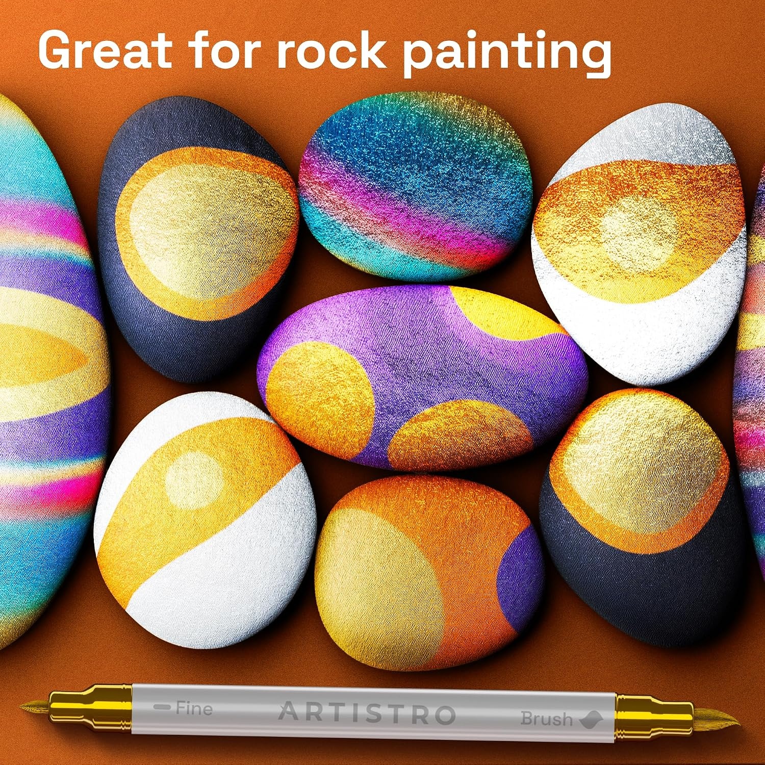 image:imageARTISTRO 72 Acrylic Paint Markers Paint Pens for Drawing For Fabric Rock Glass Wood Molds Arts amp Crafts Gift for Adults Teens Kids Classroom Must Haves amp School SuppliesMetallic