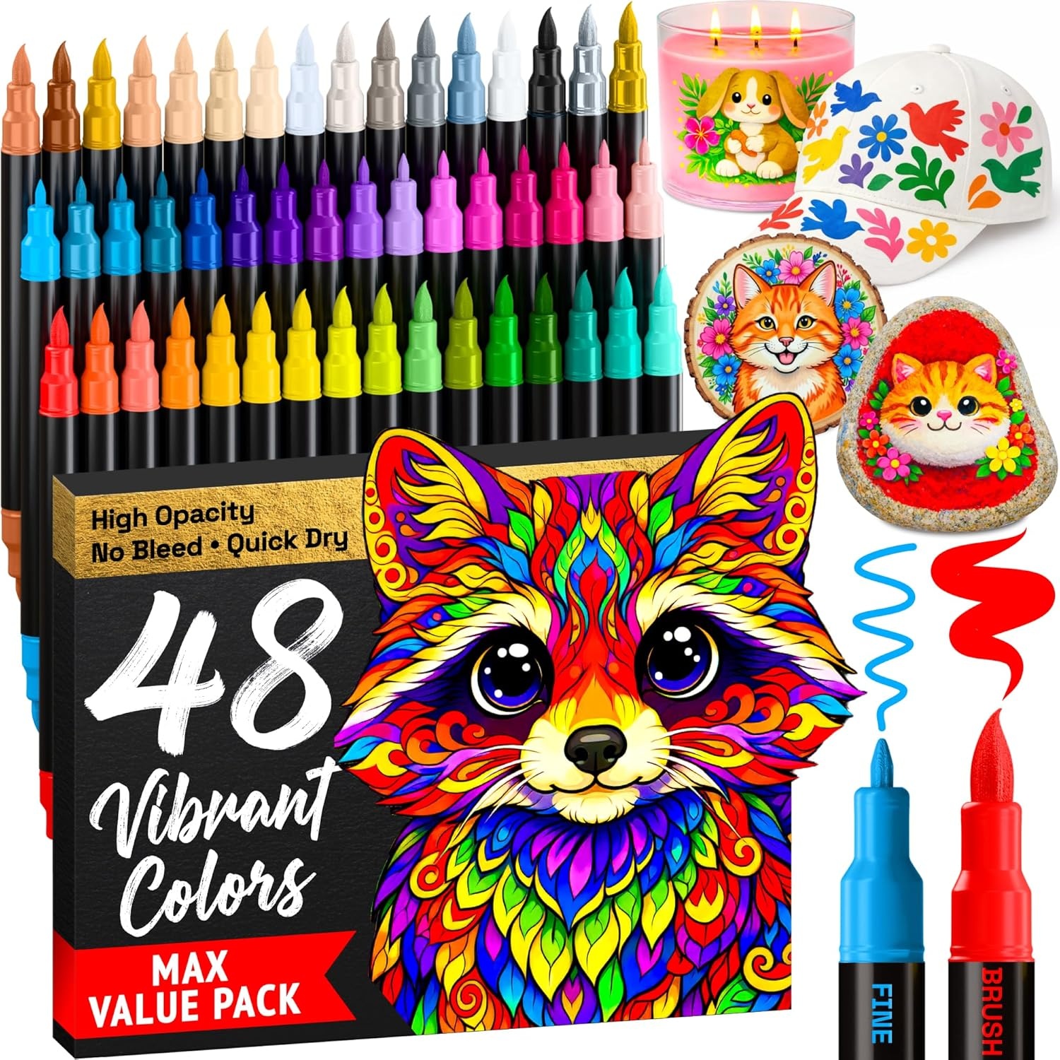 image:imageARTISTRO 72 Acrylic Paint Markers Paint Pens for Drawing For Fabric Rock Glass Wood Molds Arts amp Crafts Gift for Adults Teens Kids Classroom Must Haves amp School SuppliesMulticolor