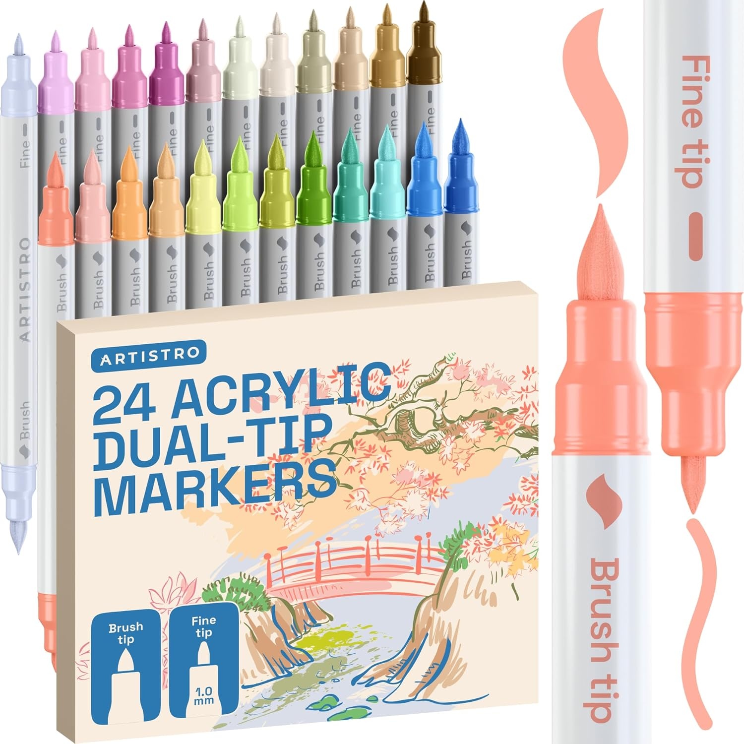 image:imageARTISTRO 72 Acrylic Paint Markers Paint Pens for Drawing For Fabric Rock Glass Wood Molds Arts amp Crafts Gift for Adults Teens Kids Classroom Must Haves amp School SuppliesPastel
