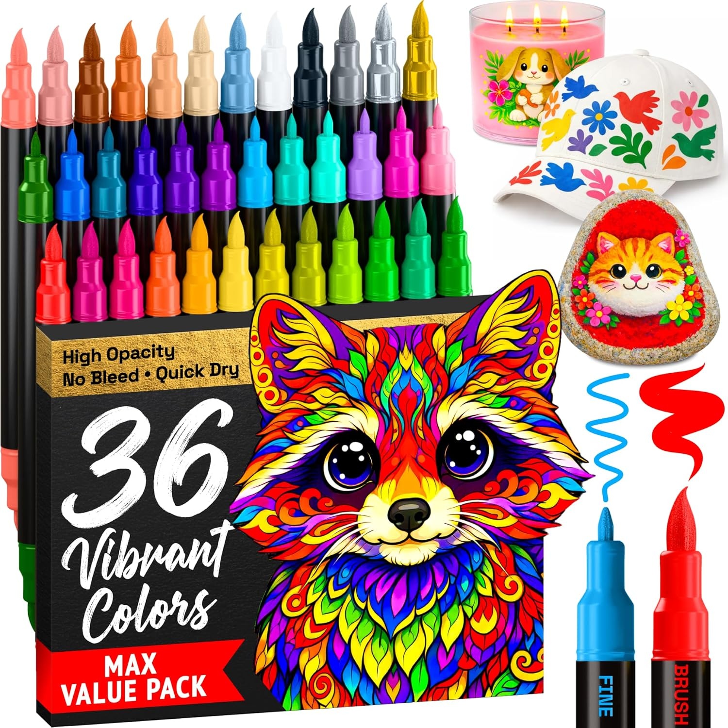 image:imageARTISTRO 72 Acrylic Paint Markers Paint Pens for Drawing For Fabric Rock Glass Wood Molds Arts amp Crafts Gift for Adults Teens Kids Classroom Must Haves amp School SuppliesMulticolor