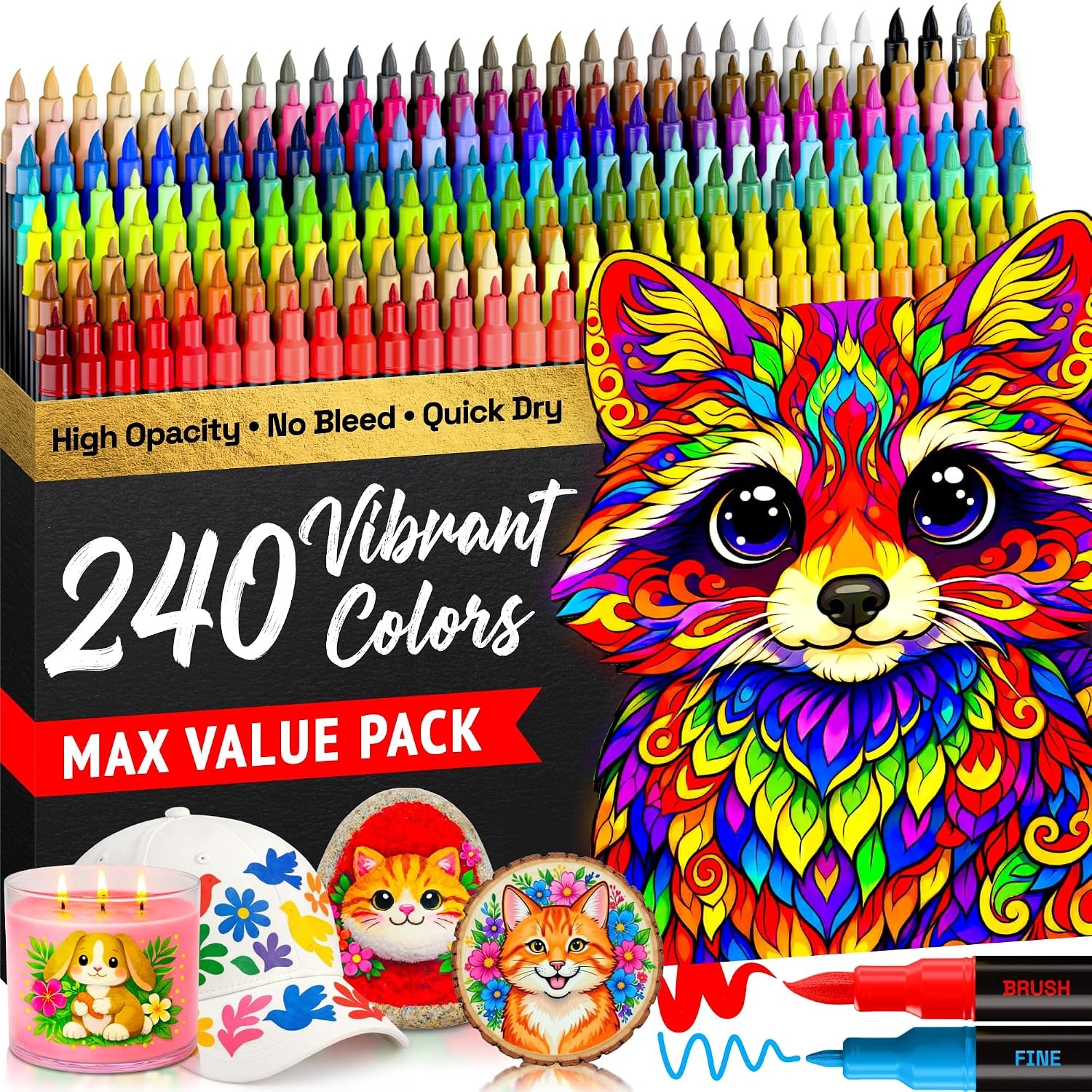 image:imageARTISTRO 72 Acrylic Paint Markers Paint Pens for Drawing For Fabric Rock Glass Wood Molds Arts amp Crafts Gift for Adults Teens Kids Classroom Must Haves amp School SuppliesMulticolor