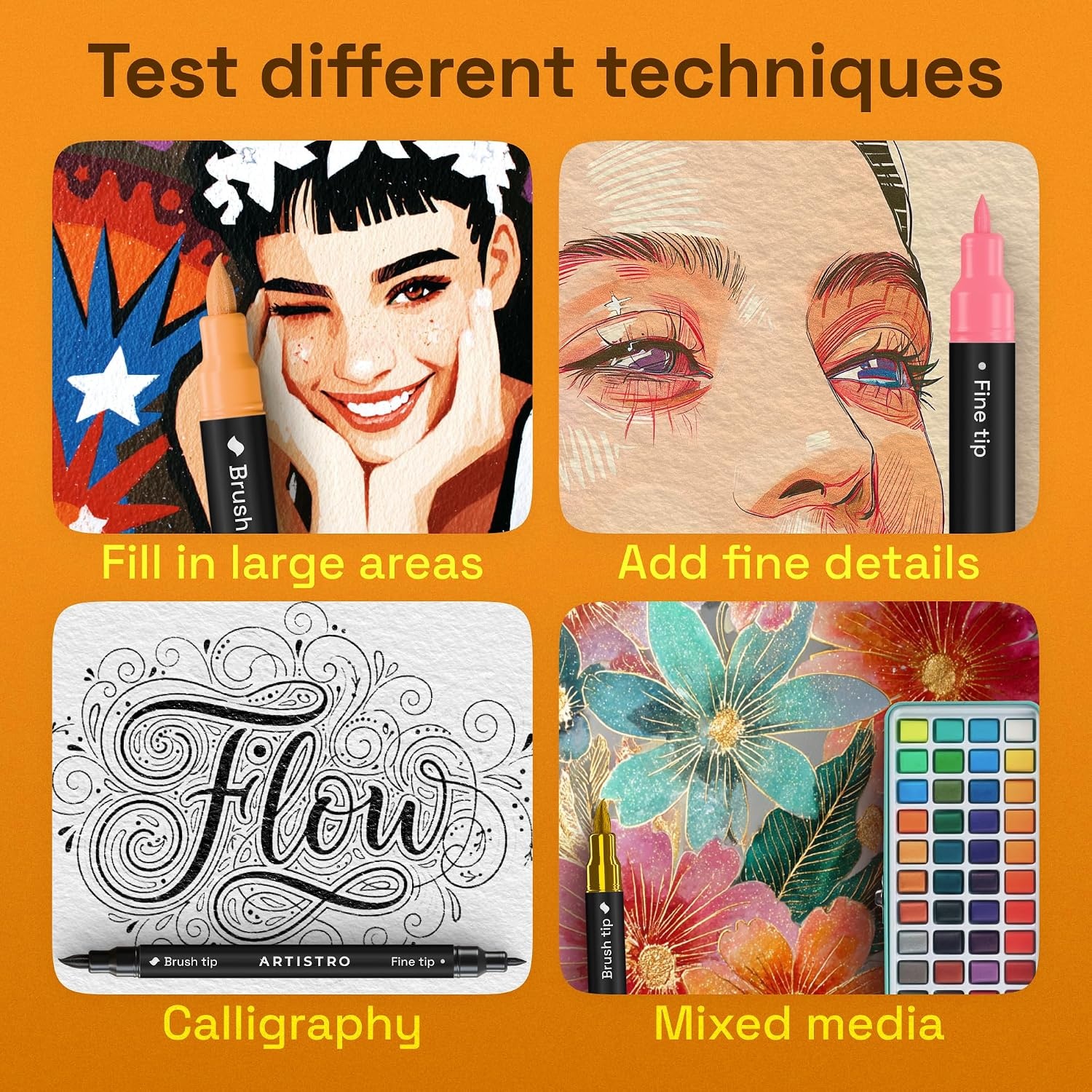 image:imageARTISTRO 72 Acrylic Paint Markers Paint Pens for Drawing For Fabric Rock Glass Wood Molds Arts amp Crafts Gift for Adults Teens Kids Classroom Must Haves amp School SuppliesMulticolor