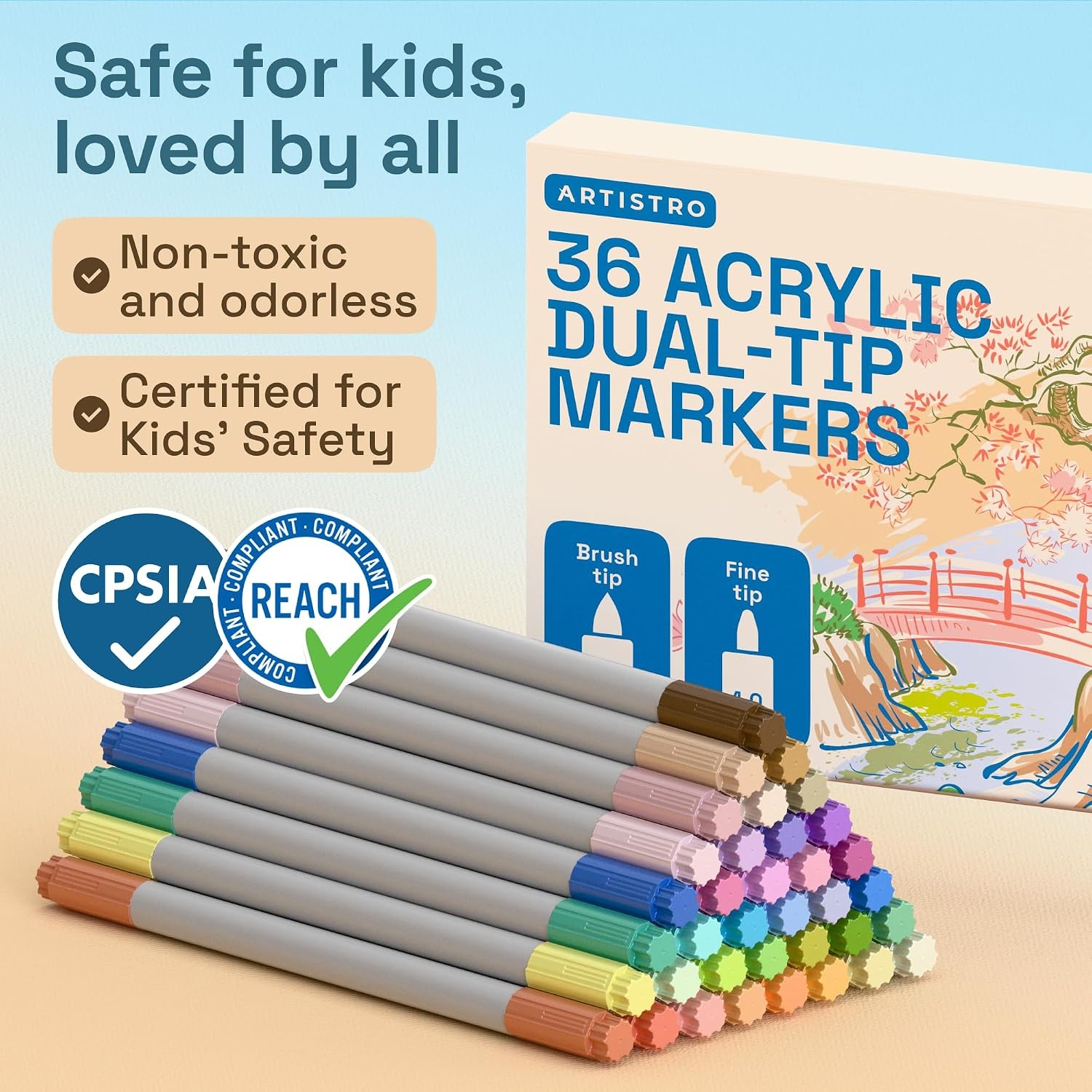 image:imageARTISTRO 72 Acrylic Paint Markers Paint Pens for Drawing For Fabric Rock Glass Wood Molds Arts amp Crafts Gift for Adults Teens Kids Classroom Must Haves amp School SuppliesPastel
