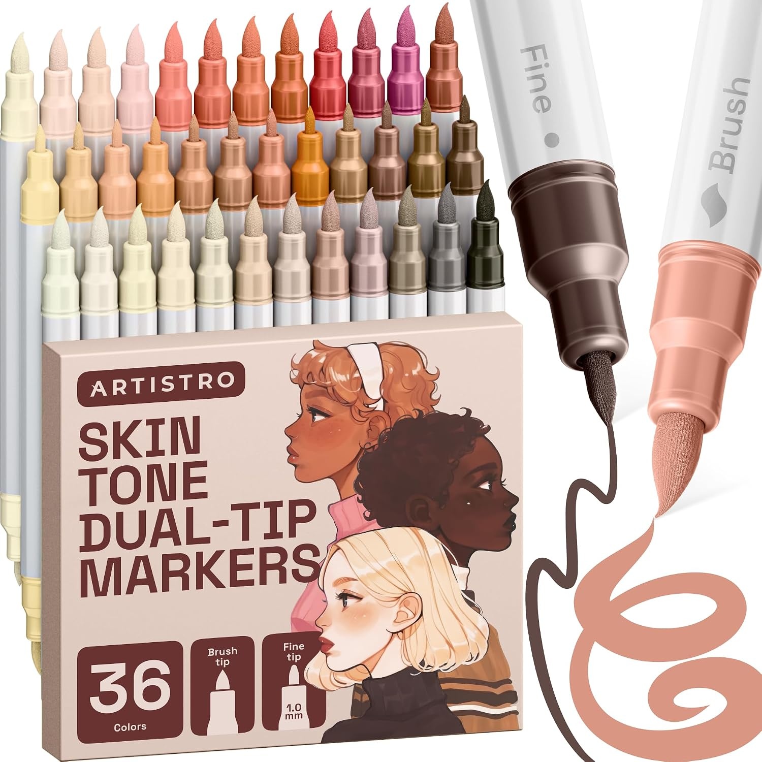image:imageARTISTRO 72 Acrylic Paint Markers Paint Pens for Drawing For Fabric Rock Glass Wood Molds Arts amp Crafts Gift for Adults Teens Kids Classroom Must Haves amp School SuppliesSkin Tones