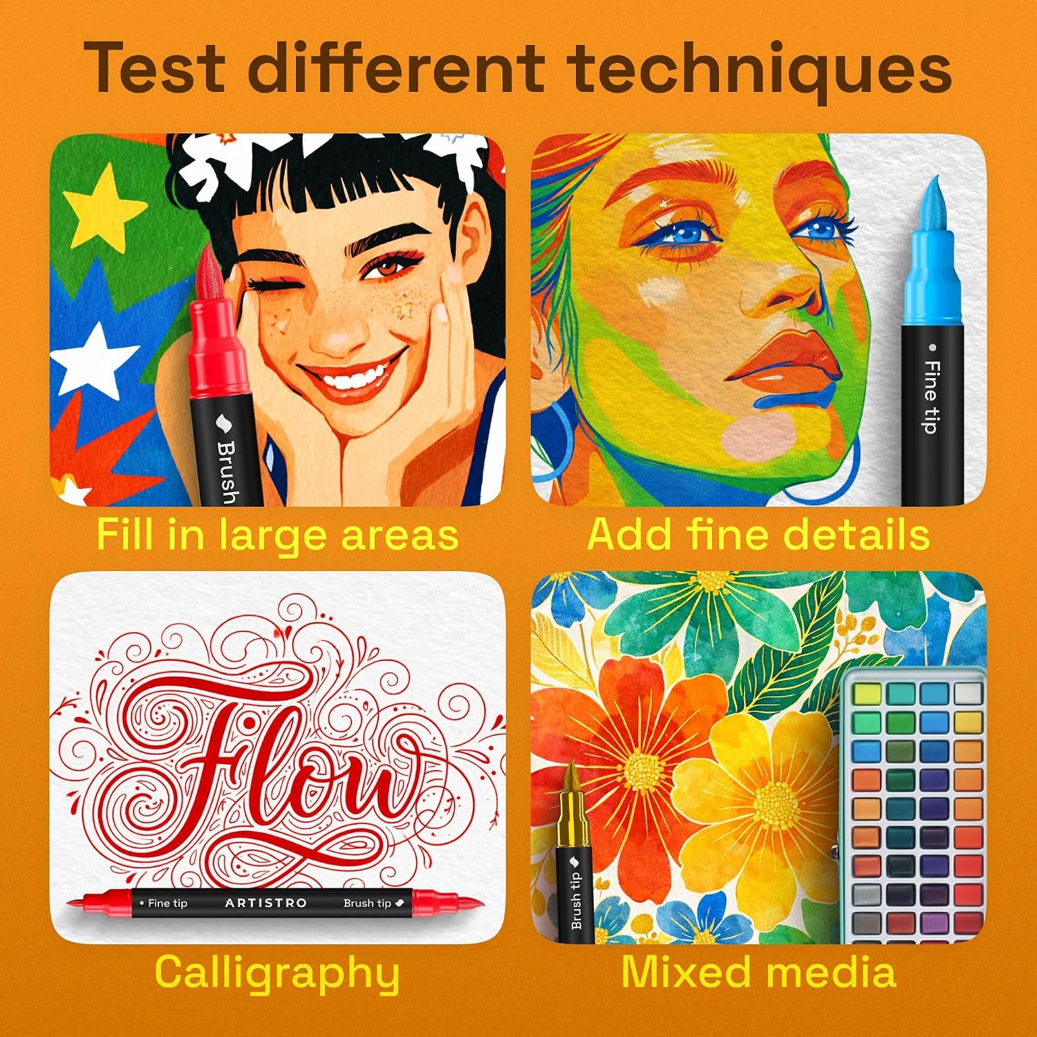 image:imageARTISTRO 72 Acrylic Paint Markers Paint Pens for Drawing For Fabric Rock Glass Wood Molds Arts amp Crafts Gift for Adults Teens Kids Classroom Must Haves amp School SuppliesMulticolor