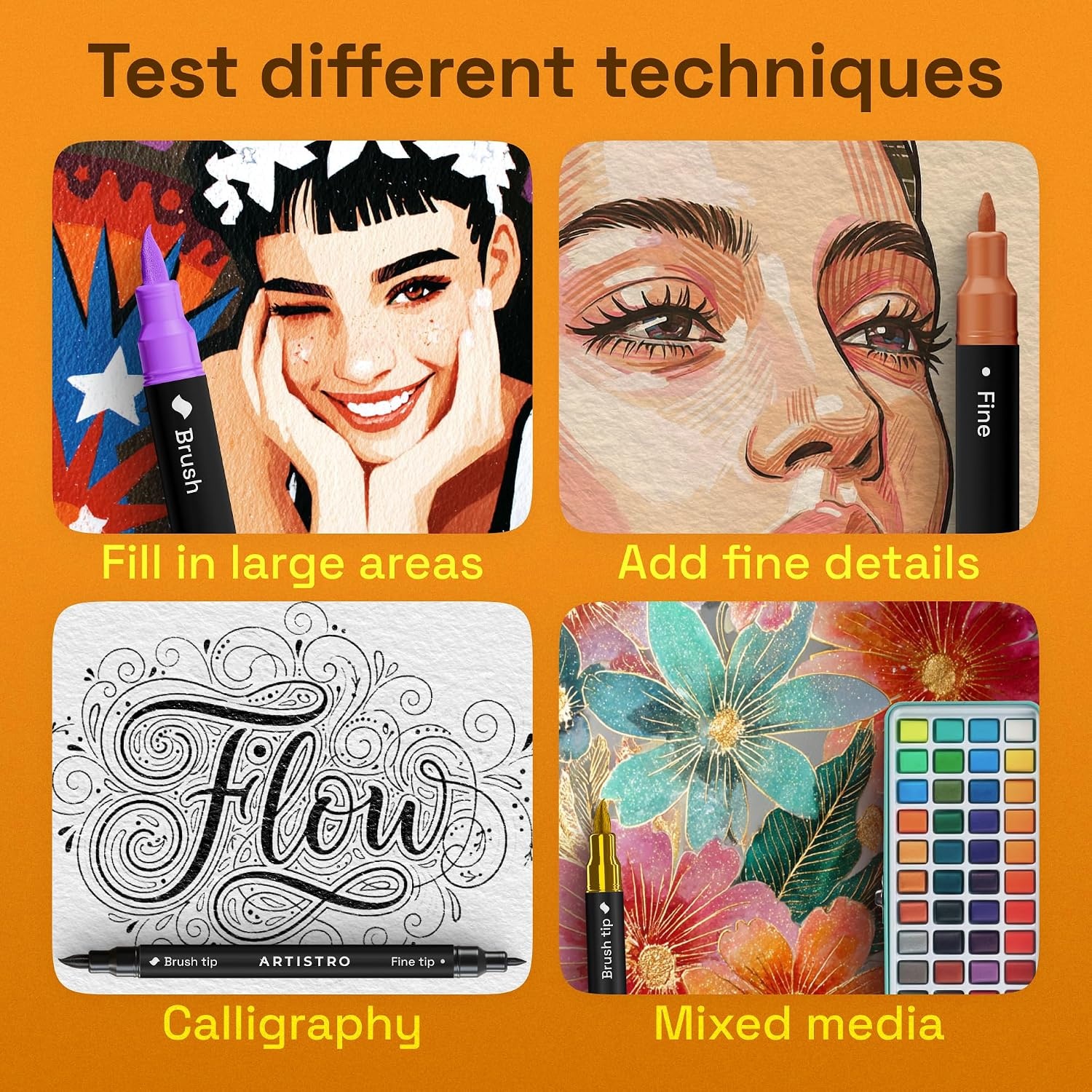 image:imageARTISTRO 72 Acrylic Paint Markers Paint Pens for Drawing For Fabric Rock Glass Wood Molds Arts amp Crafts Gift for Adults Teens Kids Classroom Must Haves amp School SuppliesMulticolor