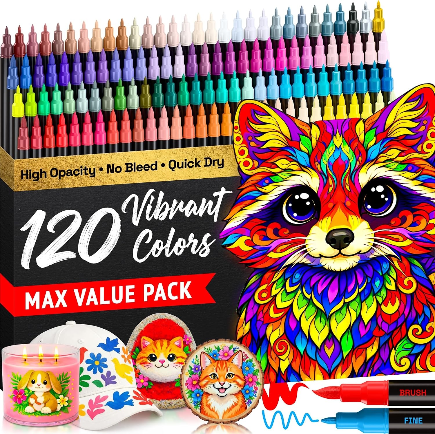 image:imageARTISTRO 72 Acrylic Paint Markers Paint Pens for Drawing For Fabric Rock Glass Wood Molds Arts amp Crafts Gift for Adults Teens Kids Classroom Must Haves amp School SuppliesMulticolor