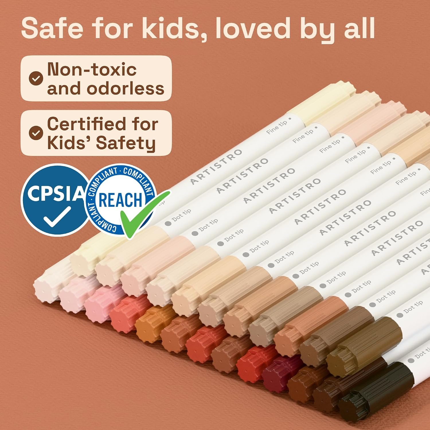 image:imageARTISTRO 72 Acrylic Paint Markers Paint Pens for Drawing For Fabric Rock Glass Wood Molds Arts amp Crafts Gift for Adults Teens Kids Classroom Must Haves amp School SuppliesSkin Tones
