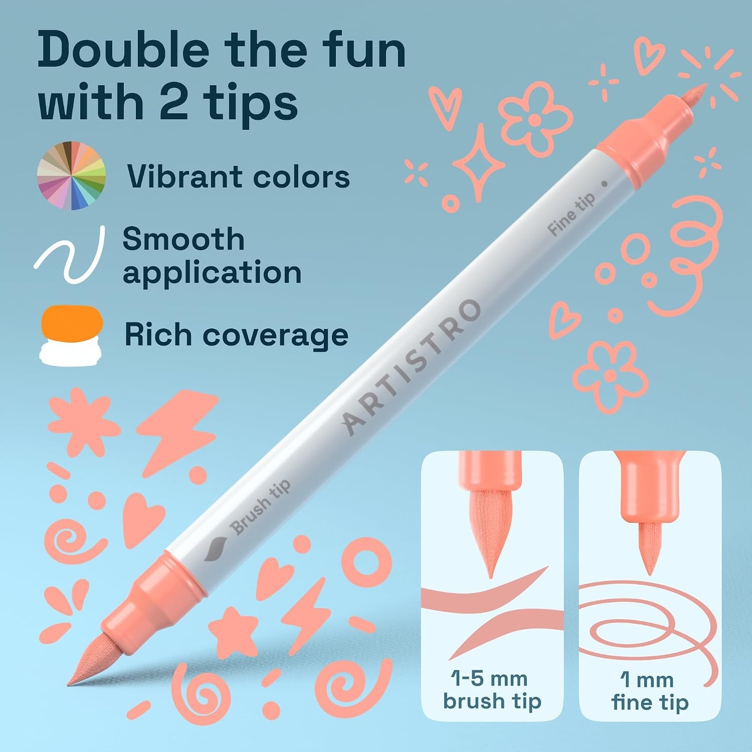image:imageARTISTRO 72 Acrylic Paint Markers Paint Pens for Drawing For Fabric Rock Glass Wood Molds Arts amp Crafts Gift for Adults Teens Kids Classroom Must Haves amp School SuppliesPastel