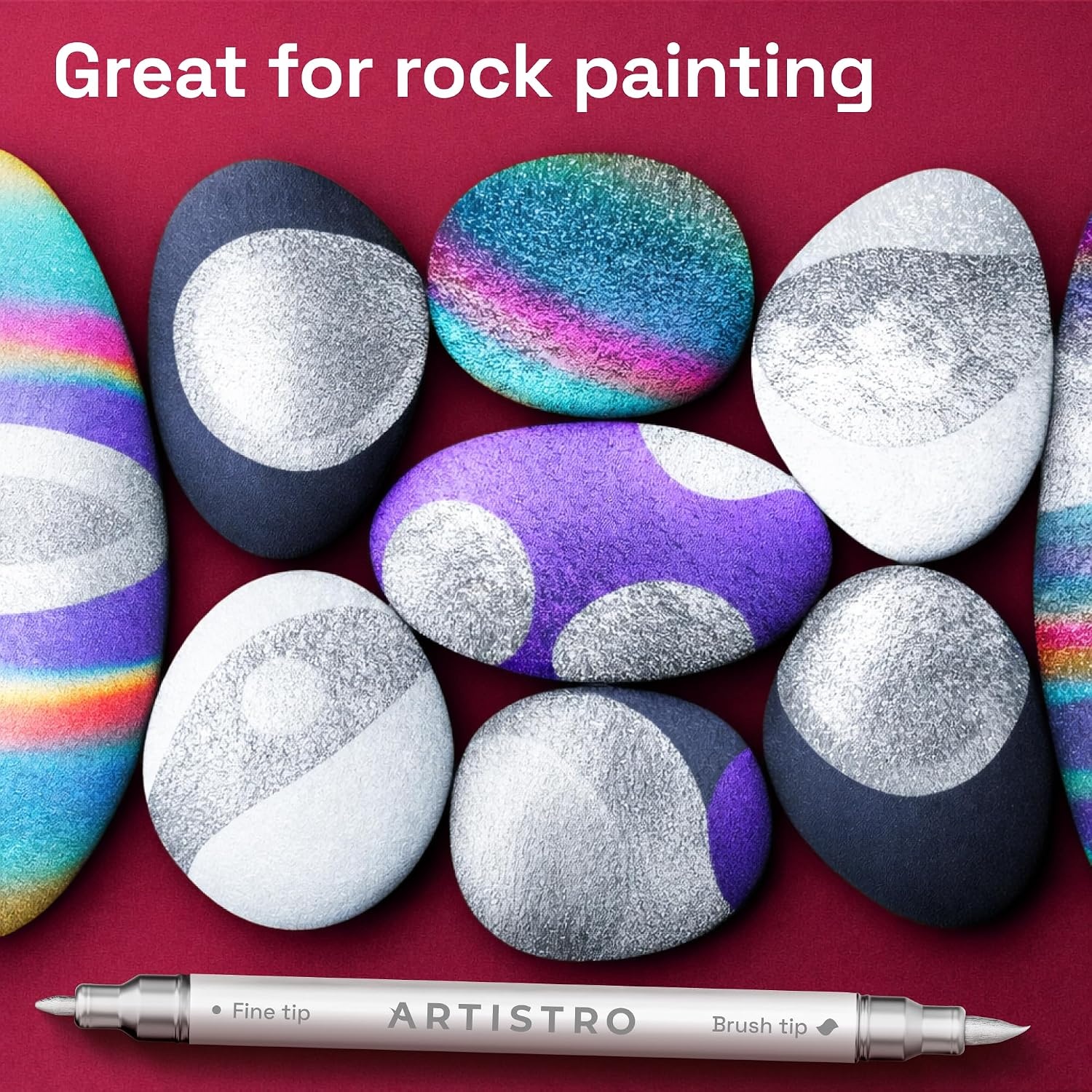 image:imageARTISTRO 72 Acrylic Paint Markers Paint Pens for Drawing For Fabric Rock Glass Wood Molds Arts amp Crafts Gift for Adults Teens Kids Classroom Must Haves amp School SuppliesSilver