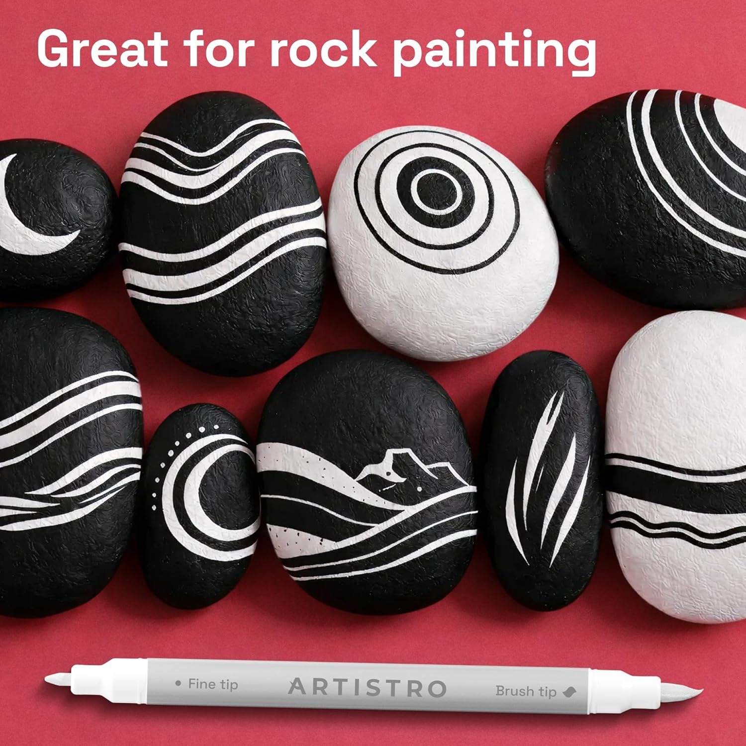 image:imageARTISTRO 72 Acrylic Paint Markers Paint Pens for Drawing For Fabric Rock Glass Wood Molds Arts amp Crafts Gift for Adults Teens Kids Classroom Must Haves amp School SuppliesWhite