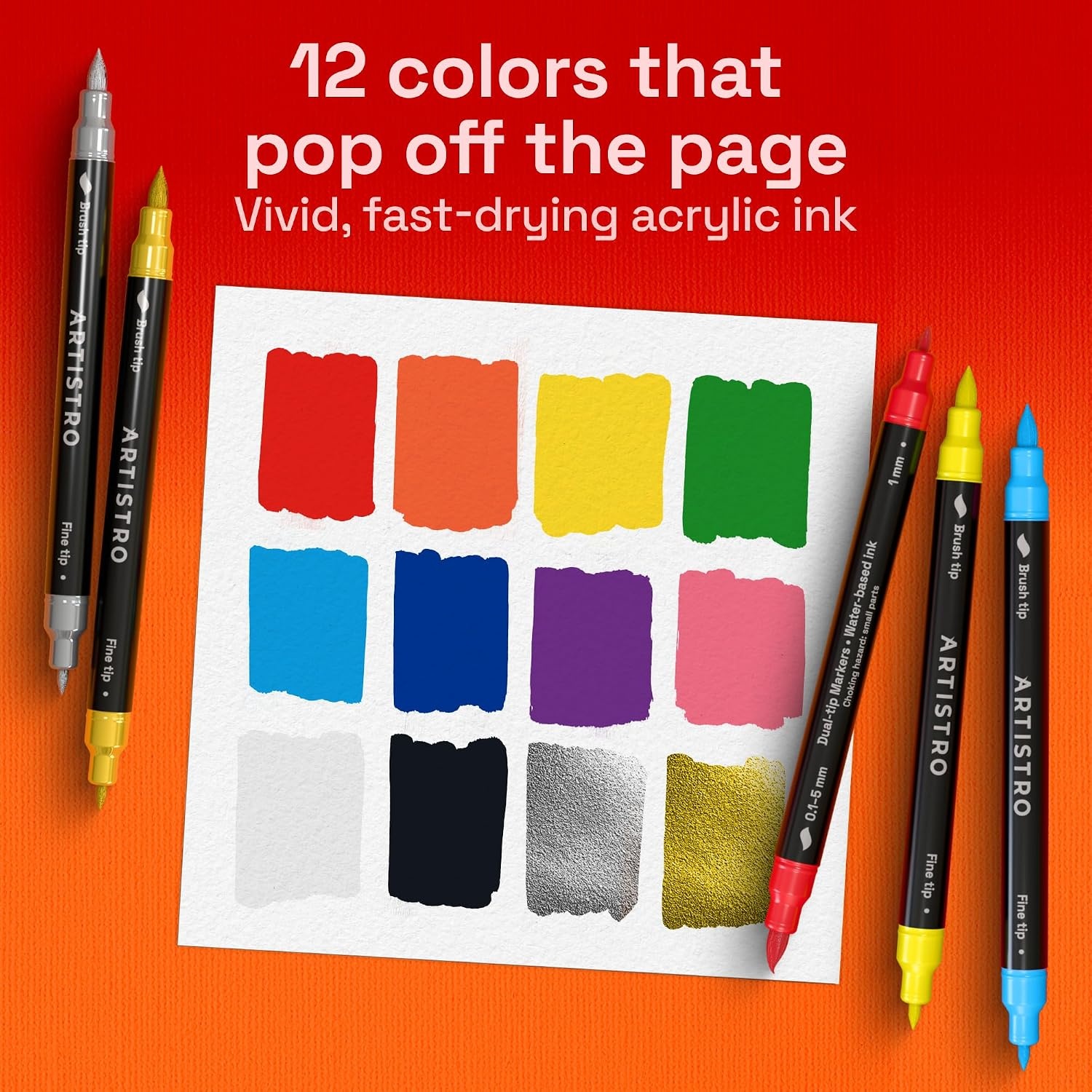 image:imageARTISTRO 72 Acrylic Paint Markers Paint Pens for Drawing For Fabric Rock Glass Wood Molds Arts amp Crafts Gift for Adults Teens Kids Classroom Must Haves amp School SuppliesMulticolor