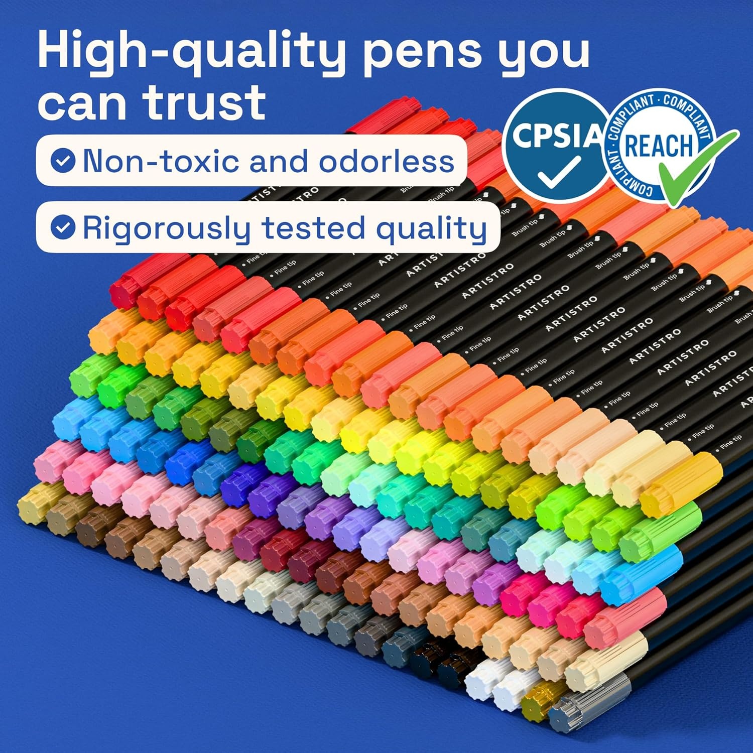 image:imageARTISTRO 72 Acrylic Paint Markers Paint Pens for Drawing For Fabric Rock Glass Wood Molds Arts amp Crafts Gift for Adults Teens Kids Classroom Must Haves amp School SuppliesMulticolor